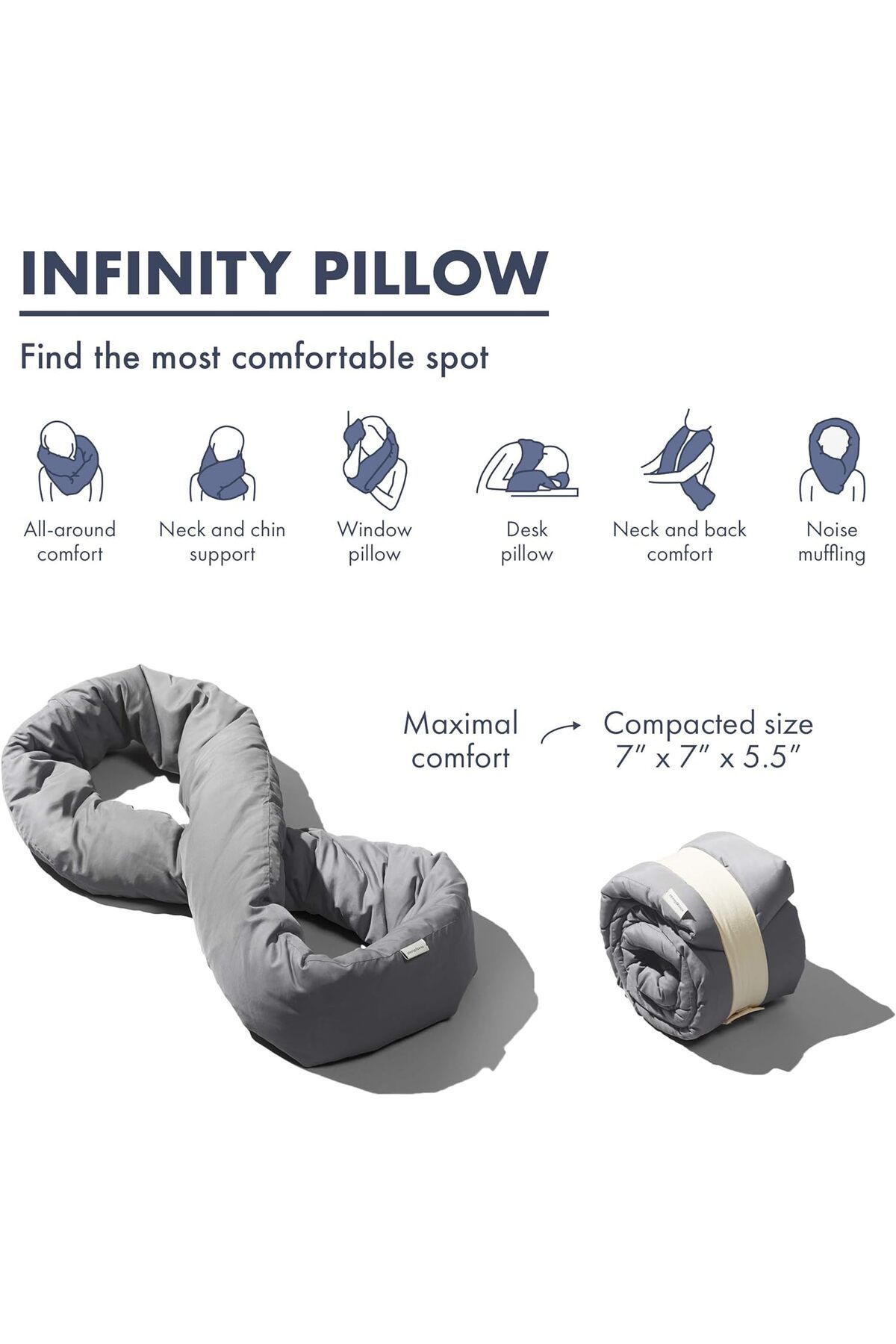 Huzi Store Versatile Comfort Infinity Travel Pillow For Sleeping Soft Scarf Neck Support Trendyol