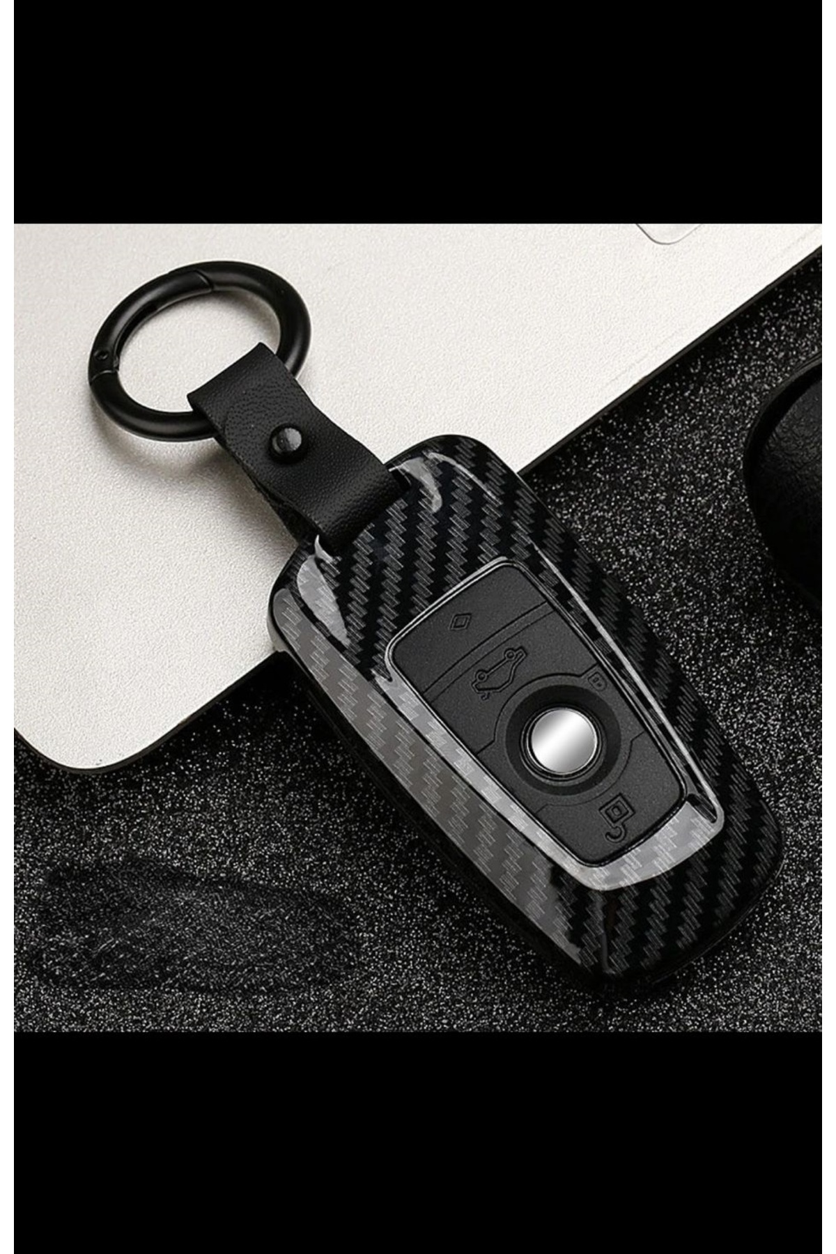 bigkey Bmw Karbon - Siyah Anahtar BMW  F30 , F10   F  Kasa Kodlu Modeller için Yeni Tip Kılıfı (4 Tuşlu)