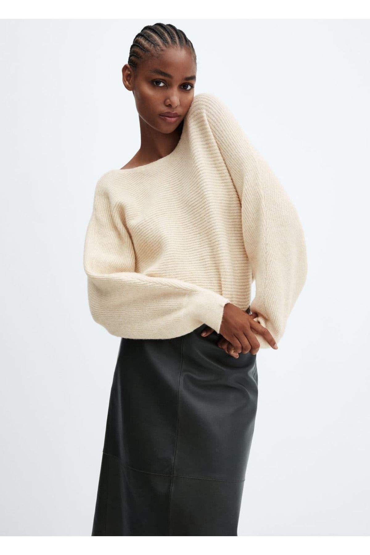 MANGO Woman-Sweater with watermelon sleeves 1