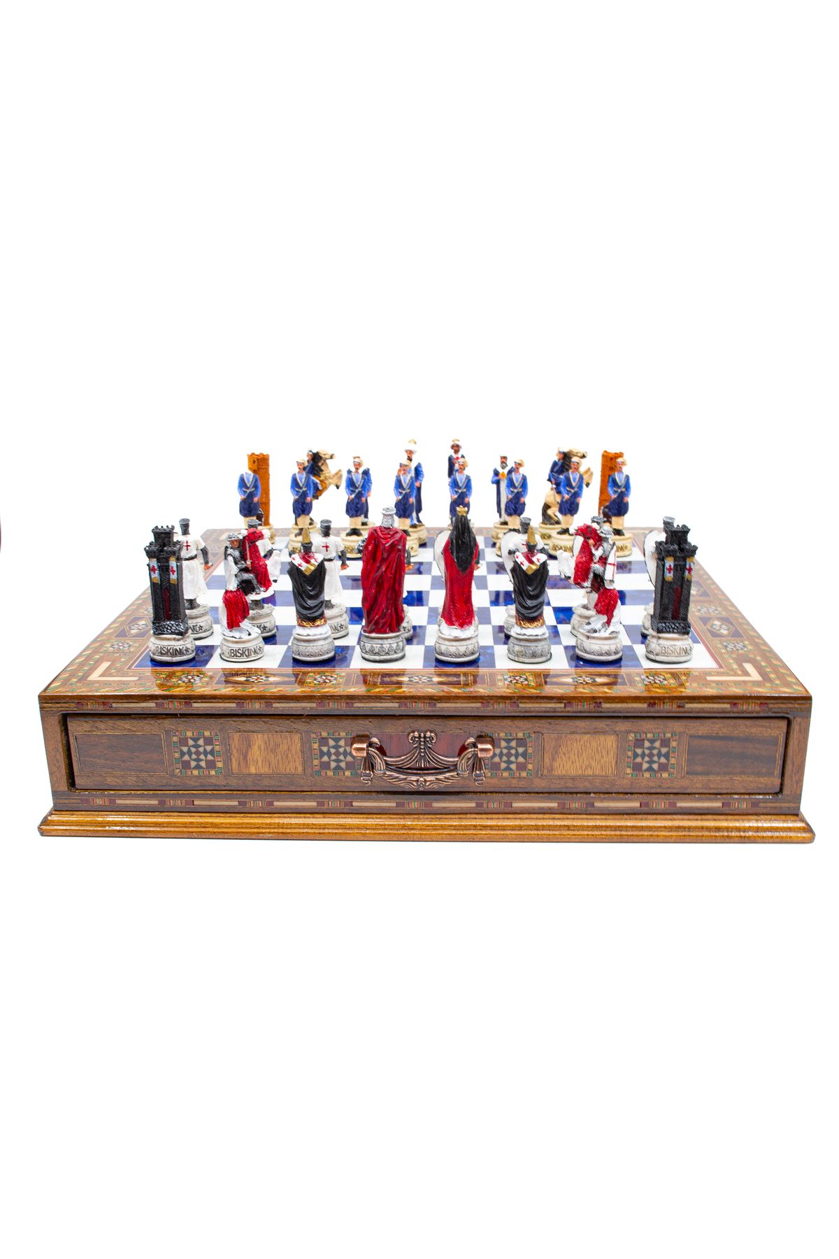 GGS GrandGiftStore-Ottoman and Crusader Chess Set Handcrafted Chessboard and Hand Painted Unique Chess Pieces 6