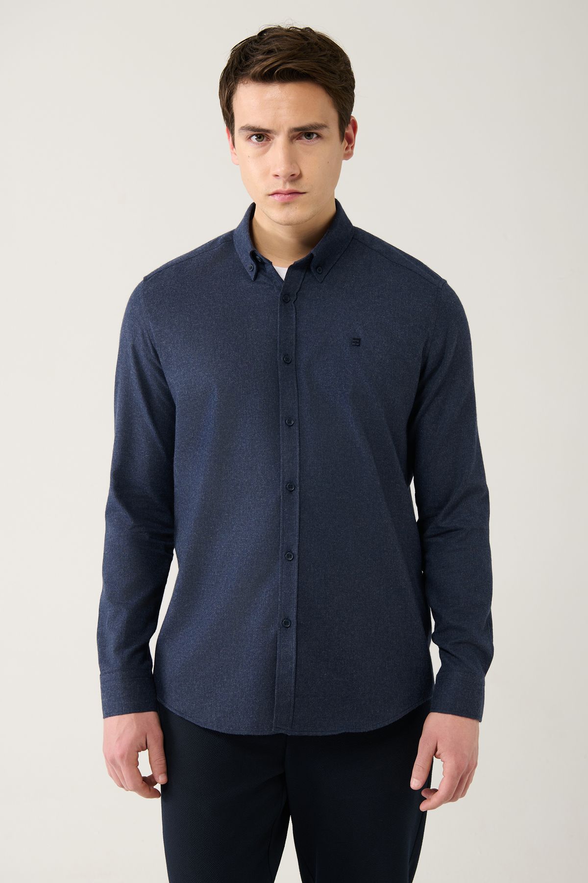 Dark blue button hot sale down shirt