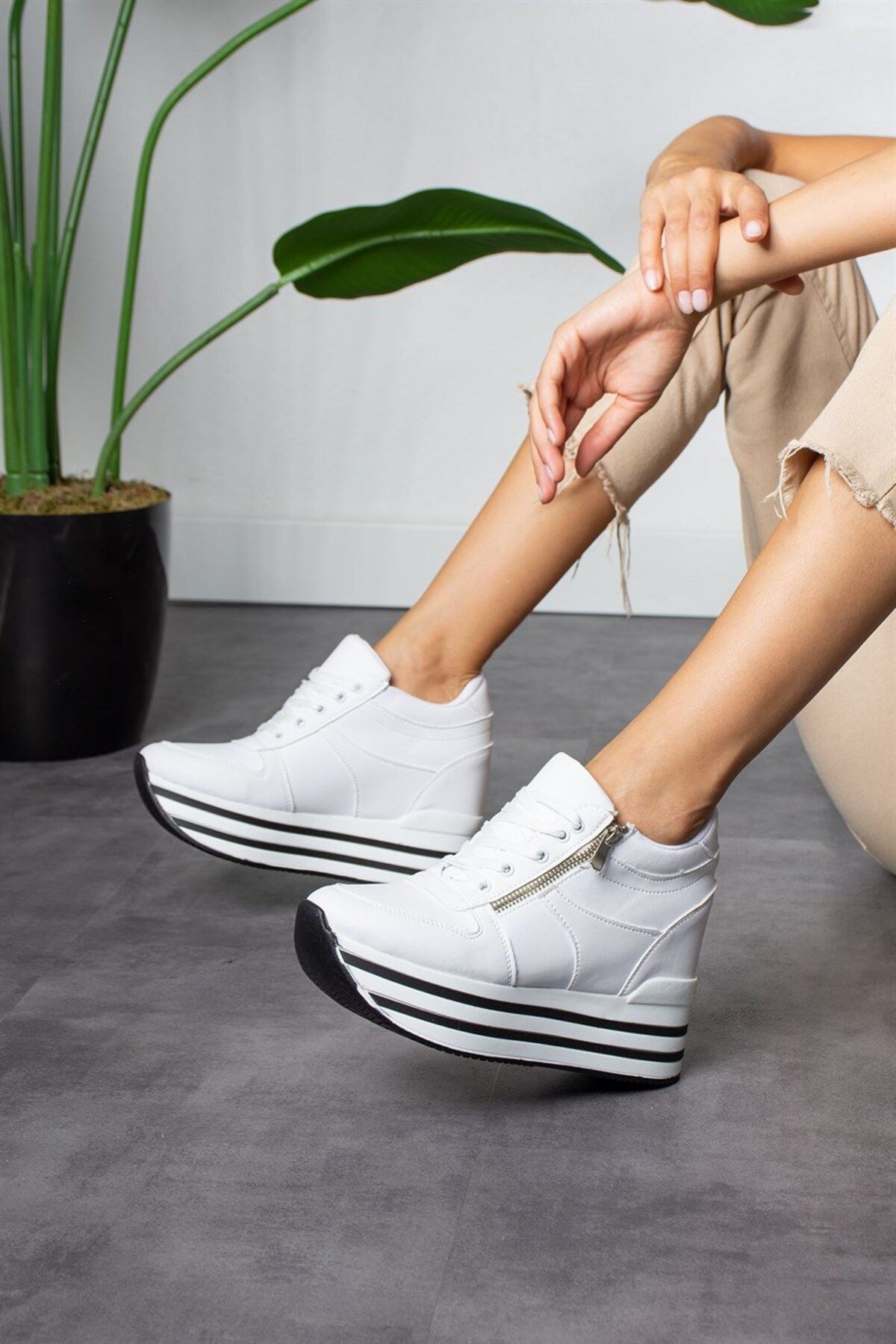 Modanizm Wedge Shoes White
