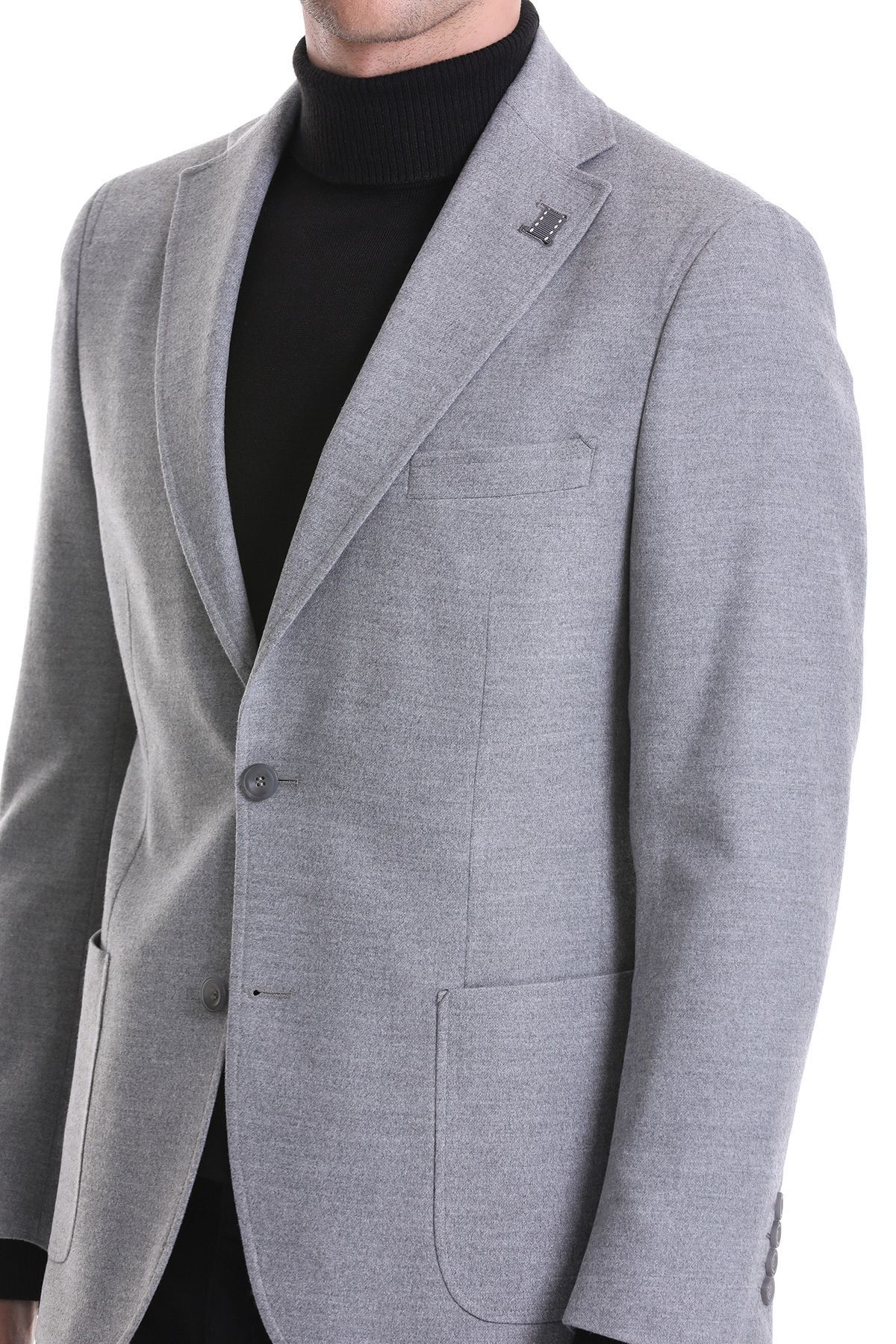 ژاکت مردانه خاکستری Hatemoğlu | 14293023A001 اورجینال - تصویر 5