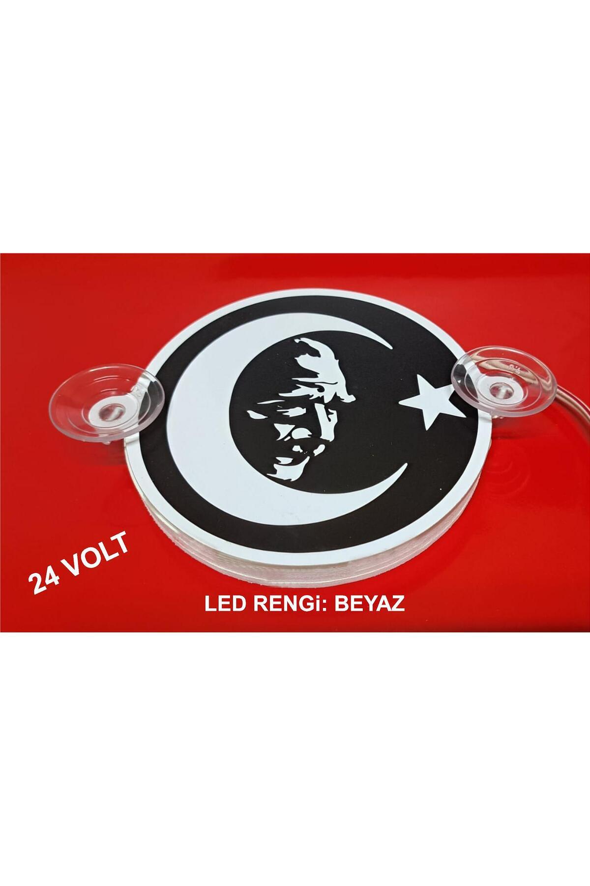 pozantiaksesuardunyasi LED IŞIKLI PLEKSİ AYYILDIZ VE ATATÜRK CAM ÖNÜ TABELASI 14 X 14 CM. 24 VOLT 1 ADET FİYATIDIR.