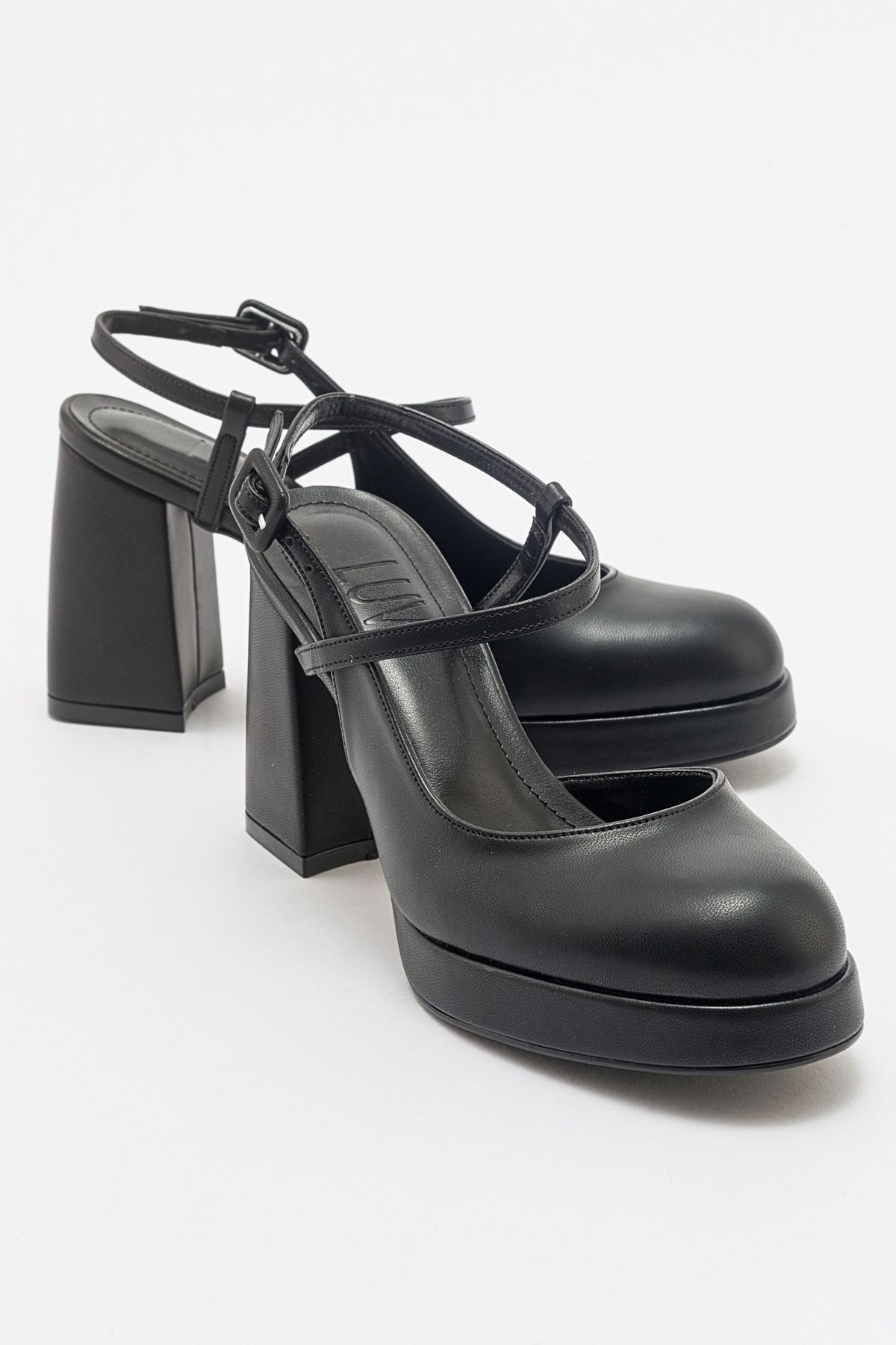 کفش پاشنه دار پلتفرم زنانه CAPE Black Skin luvishoes