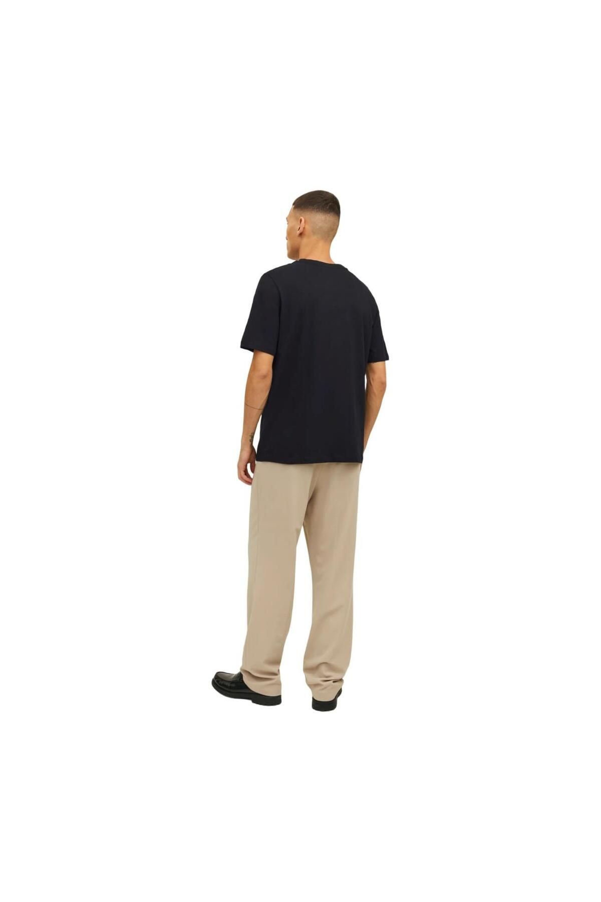 تی شرت سیاه مردانه Jack & Jones آستین کوتاه مشکی جک و جونز او یقه 12234759 Jack & Jones