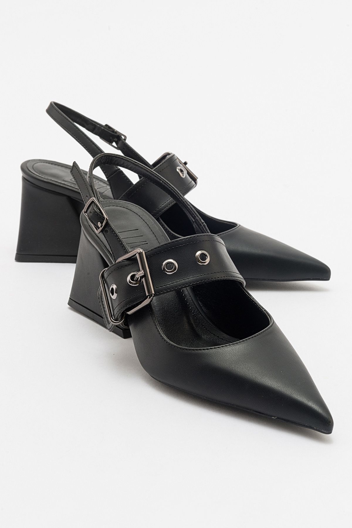 کفش های پاشنه ضخیم زنانه NEPIDO مشکی اسکین luvishoes