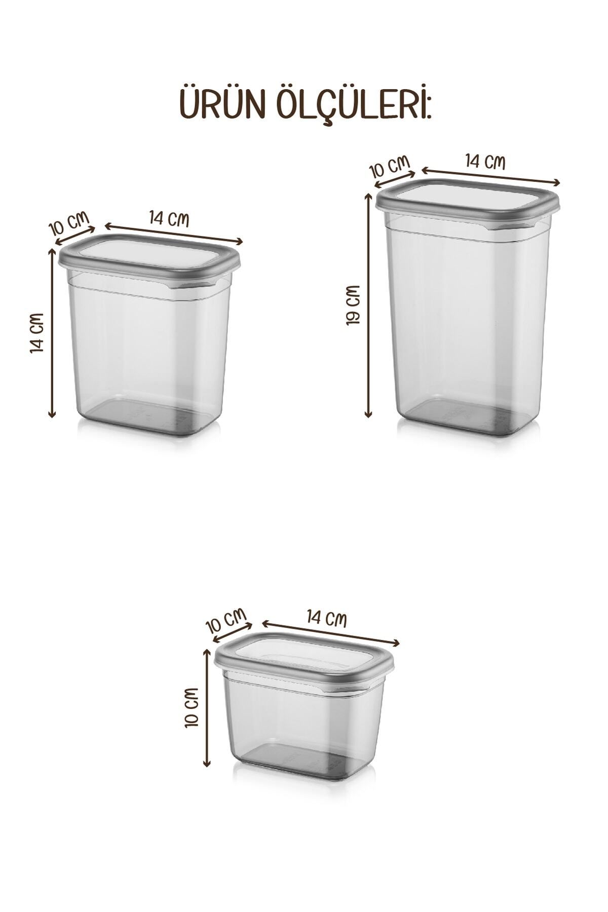 Vienev-Set of 9 Peggy Rectangular Storage Containers with White Screen Printing Label 3x(1500-1150-800 Ml) Anthracite 8