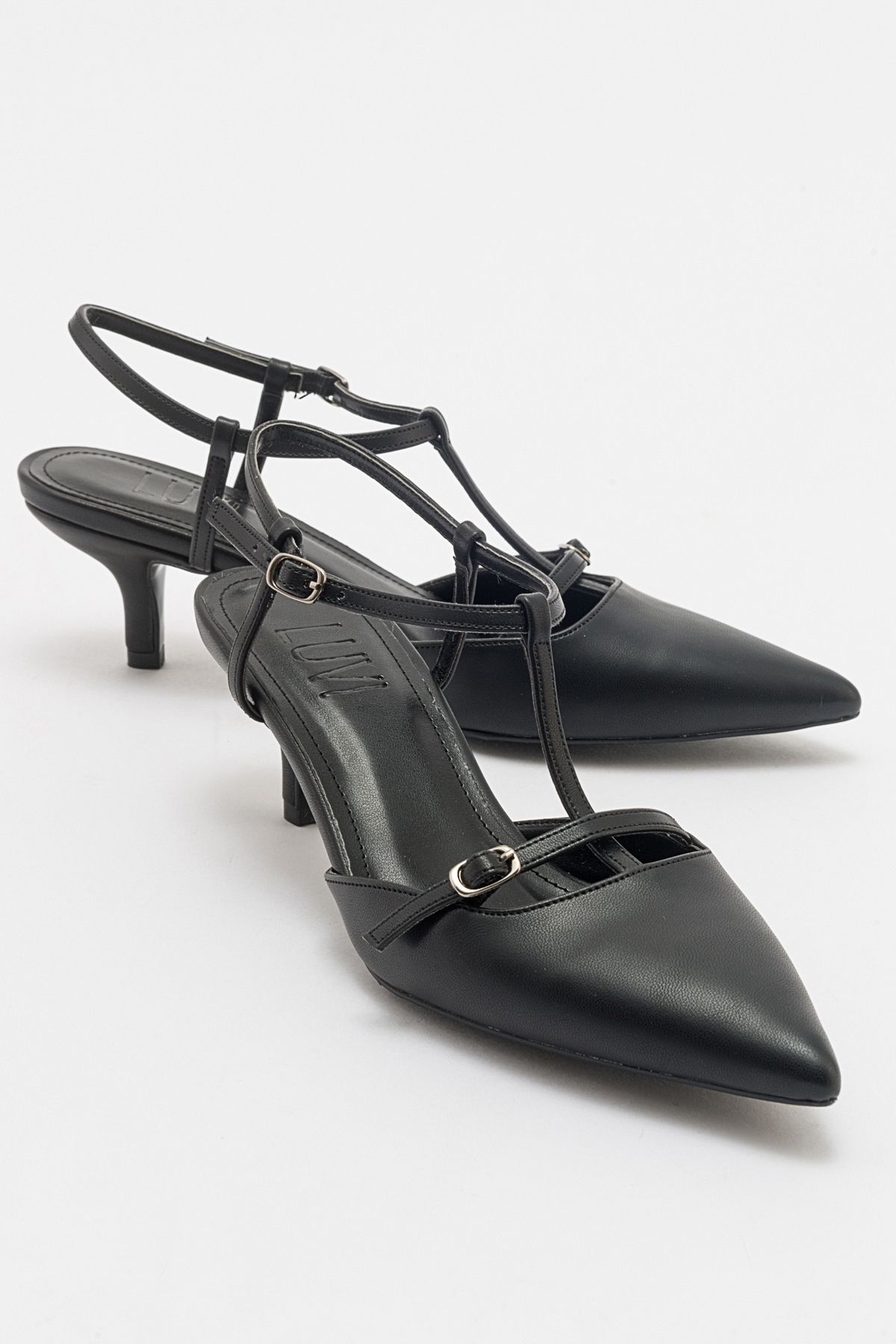 کفش های پاشنه کوتاه زنانه با پوست مشکی FRANS luvishoes