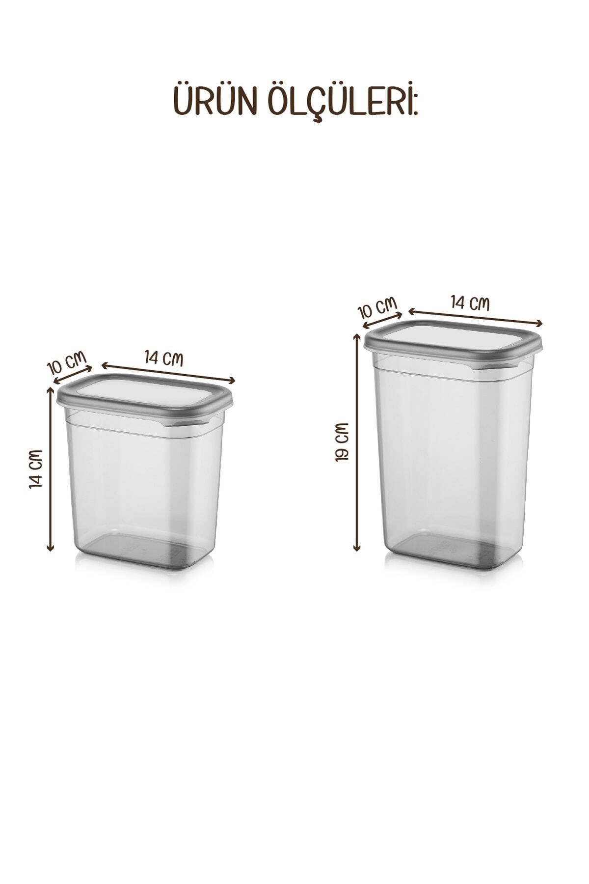 Vienev-Set of 10 Peggy Rectangular Storage Containers with White Screen Printing Label 5x(1500-1150 Ml) Anthracite 8