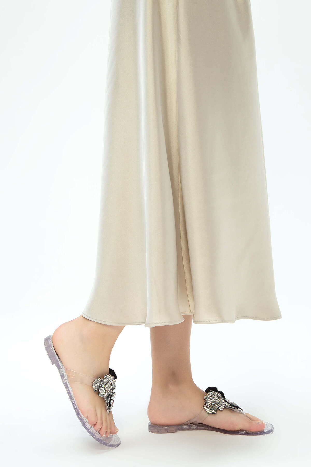 مارزتی دمپایی تخت شفاف زنانه MARZETTİ از جنس چرم اصل