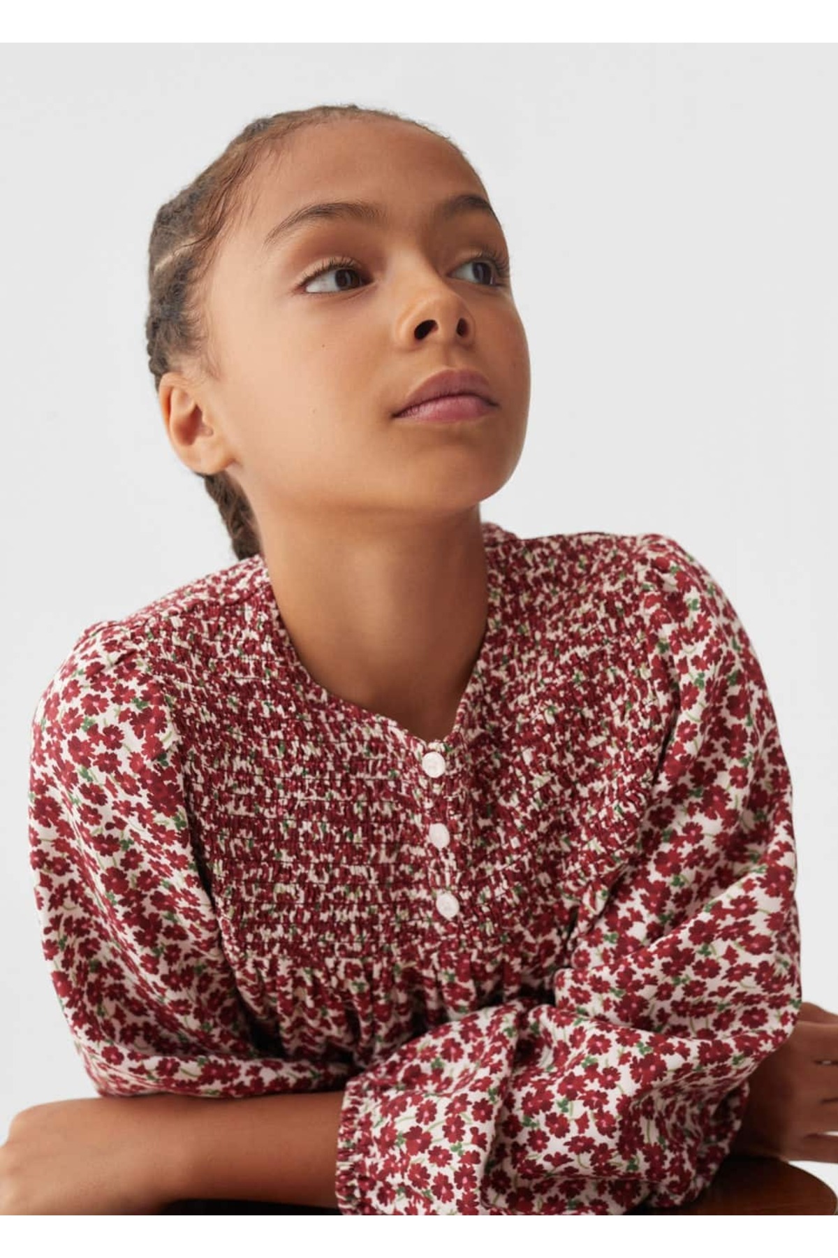 لباس مجلسی دخترانه بورگوندی منگوMANGO Kids | 57027126 اورجینال - تصویر 7