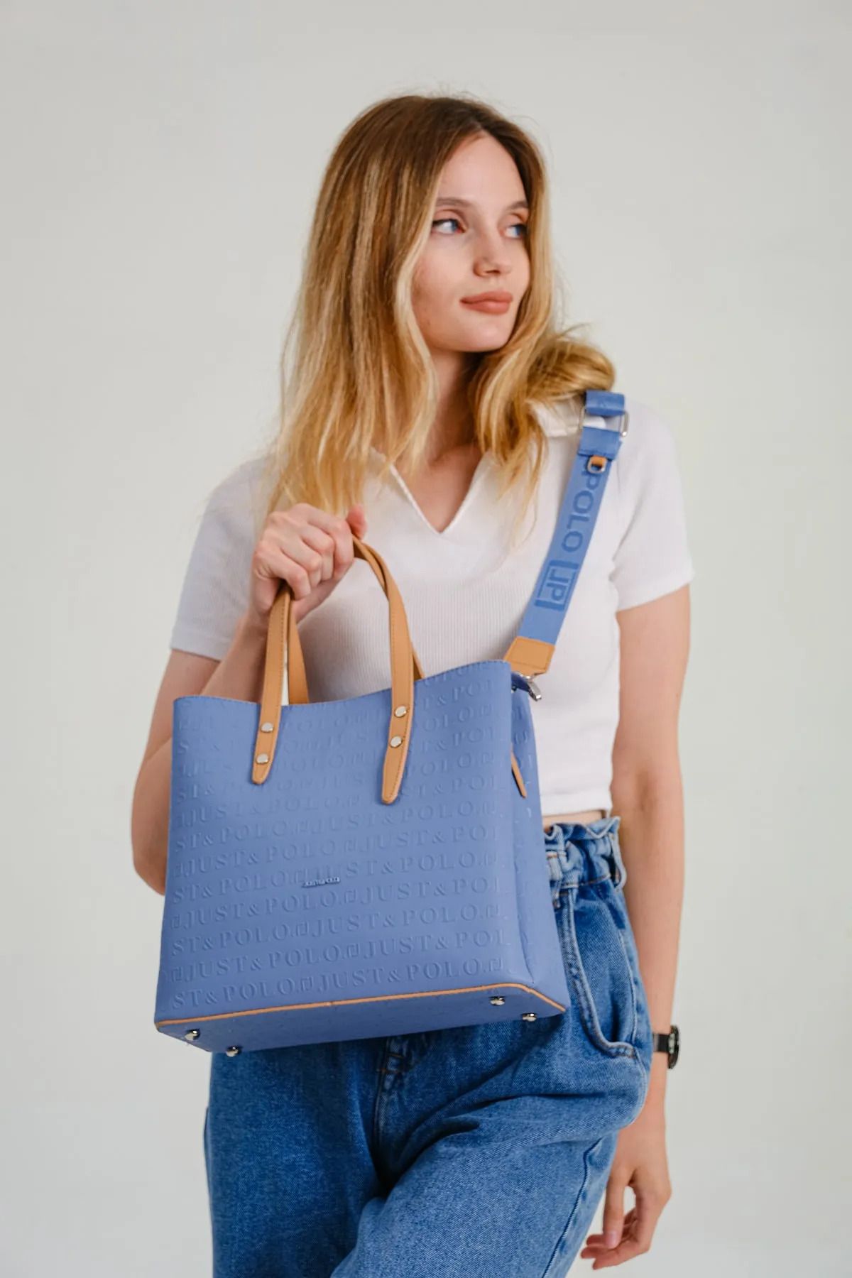 Blue online crocodile handbag