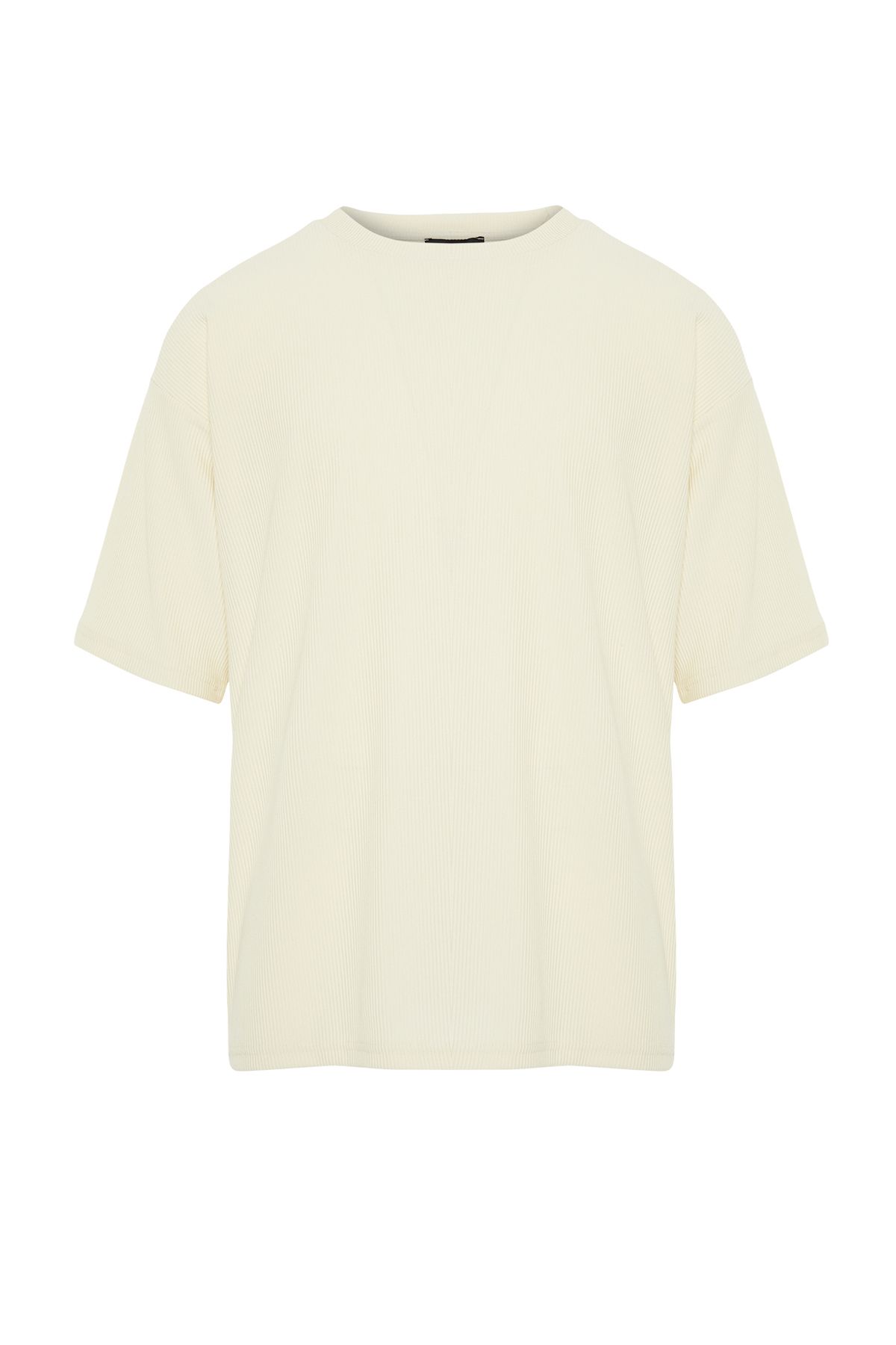 Trendyol Collection-Ecru Premium Oversize Crew λαιμόκοψη κοντό μανίκι με υφή οθωμανικό μπλουζάκι TMNSS23TS00081 7