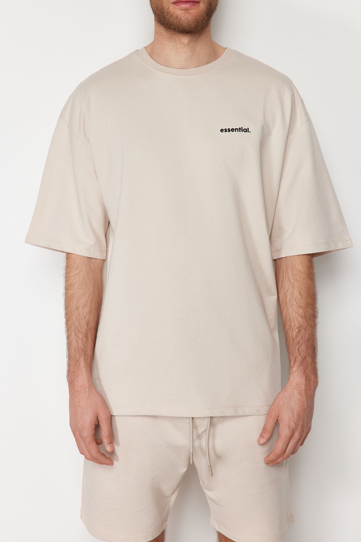 Trendyol Collection-Oversize nyomott kőből készült tréningruha szett - 100% pamut TMNSS24EM00003 5