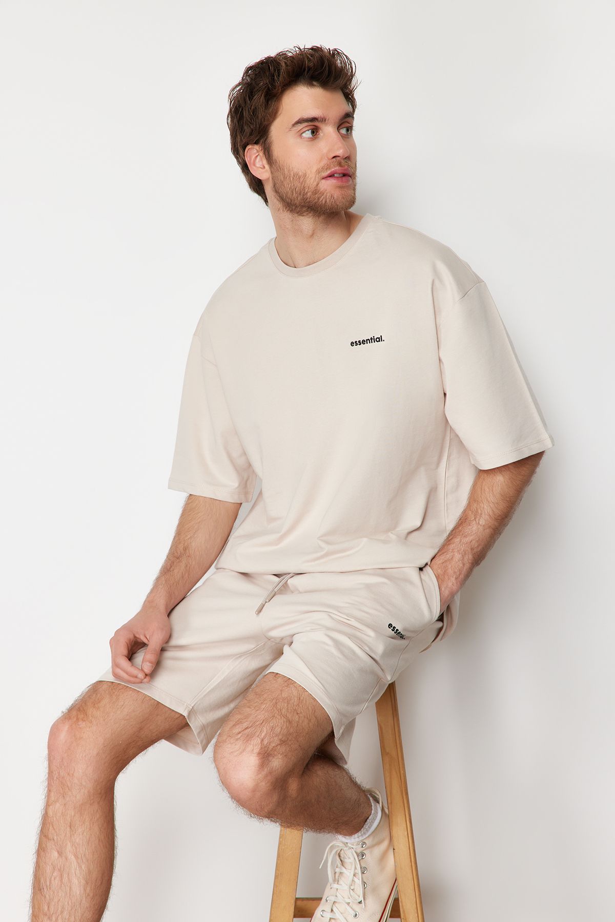 Trendyol Collection-Oversize nyomott kőből készült tréningruha szett - 100% pamut TMNSS24EM00003 3