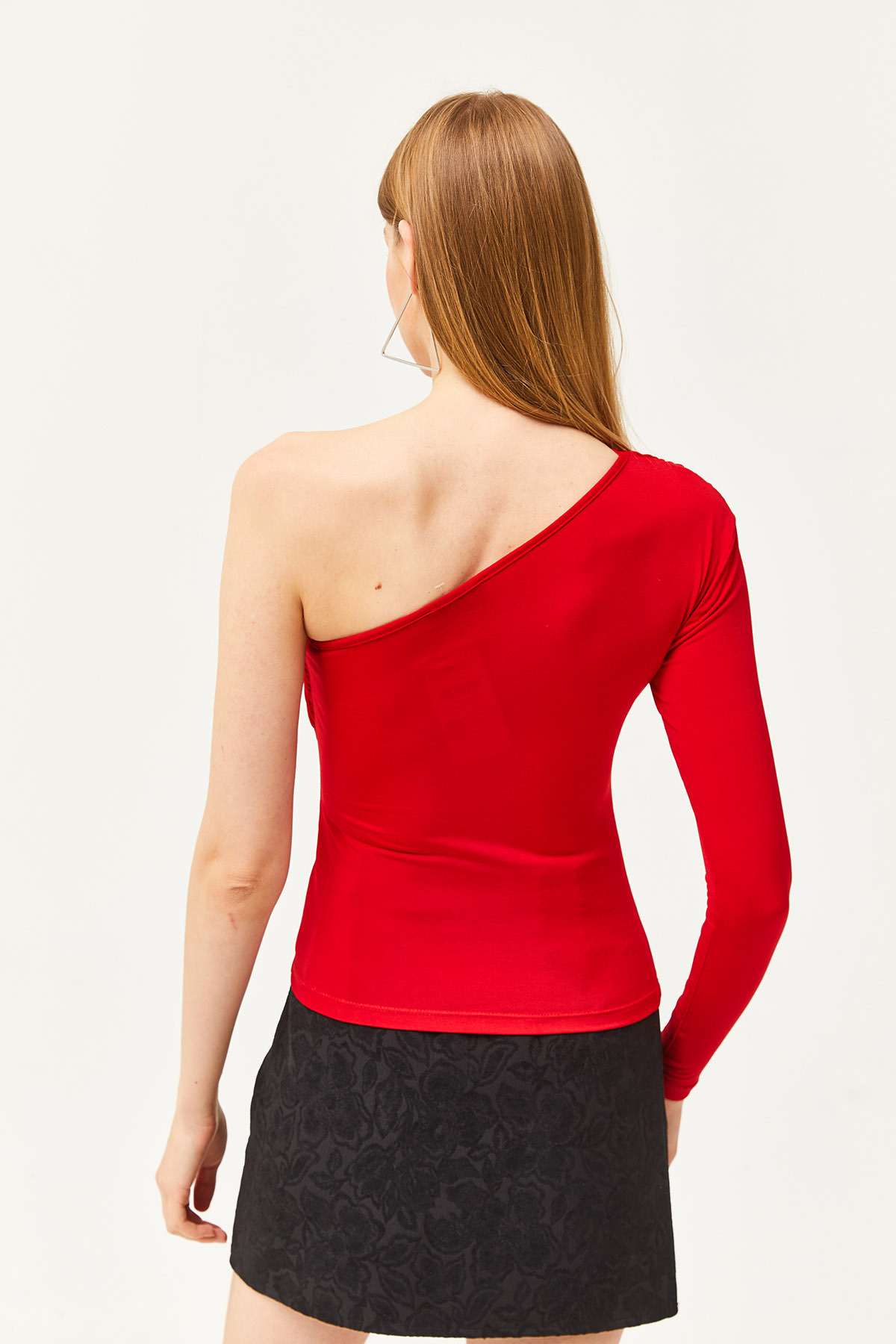 Olalook-Rote One-Shoulder Sandy Strickbluse für Damen BLZ-19002520 2