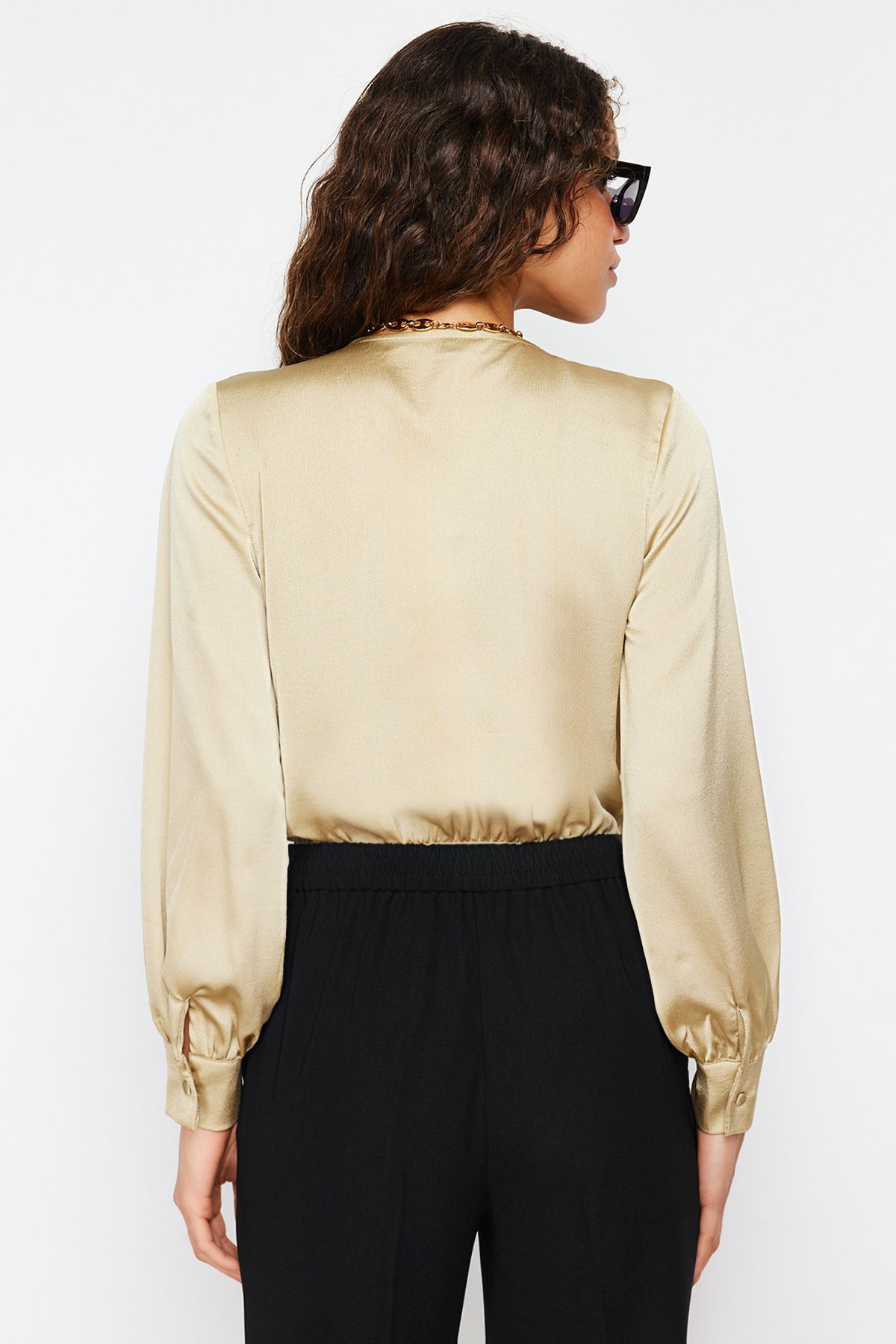 Trendyol Collection-Σατέν μέντα με διπλό γιακά και κορμάκι με κουμπωτή φούστα - TOFAW19BB0678 6