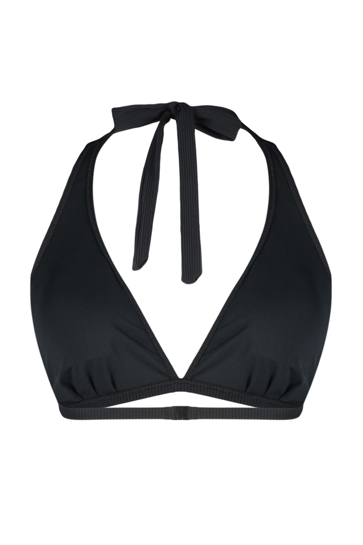 Trendyol Curve-Black Deep V Halter Detail Bikini Top Tbbss24Ct00003 8