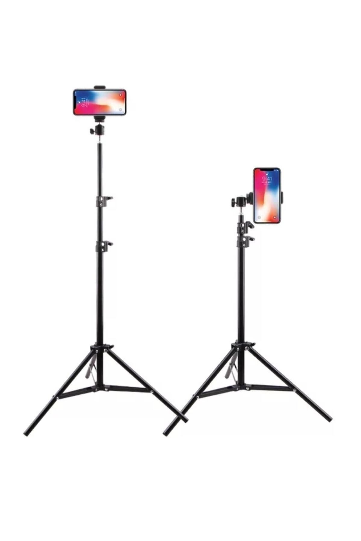 PİNK İTHALAT Bluetooth Kumandalı Tripod 2.1 Metre Metal Stüdyo Lamba Ayağı 360 Döner Başlıklı Telefon Tutucu
