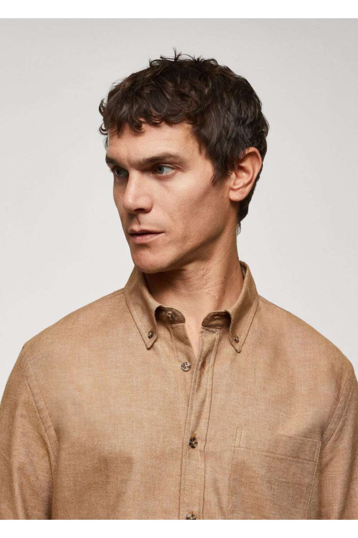 پیراهن مردانه قهوه ای منگوMANGO Man | 57095949 اورجینال - تصویر 6
