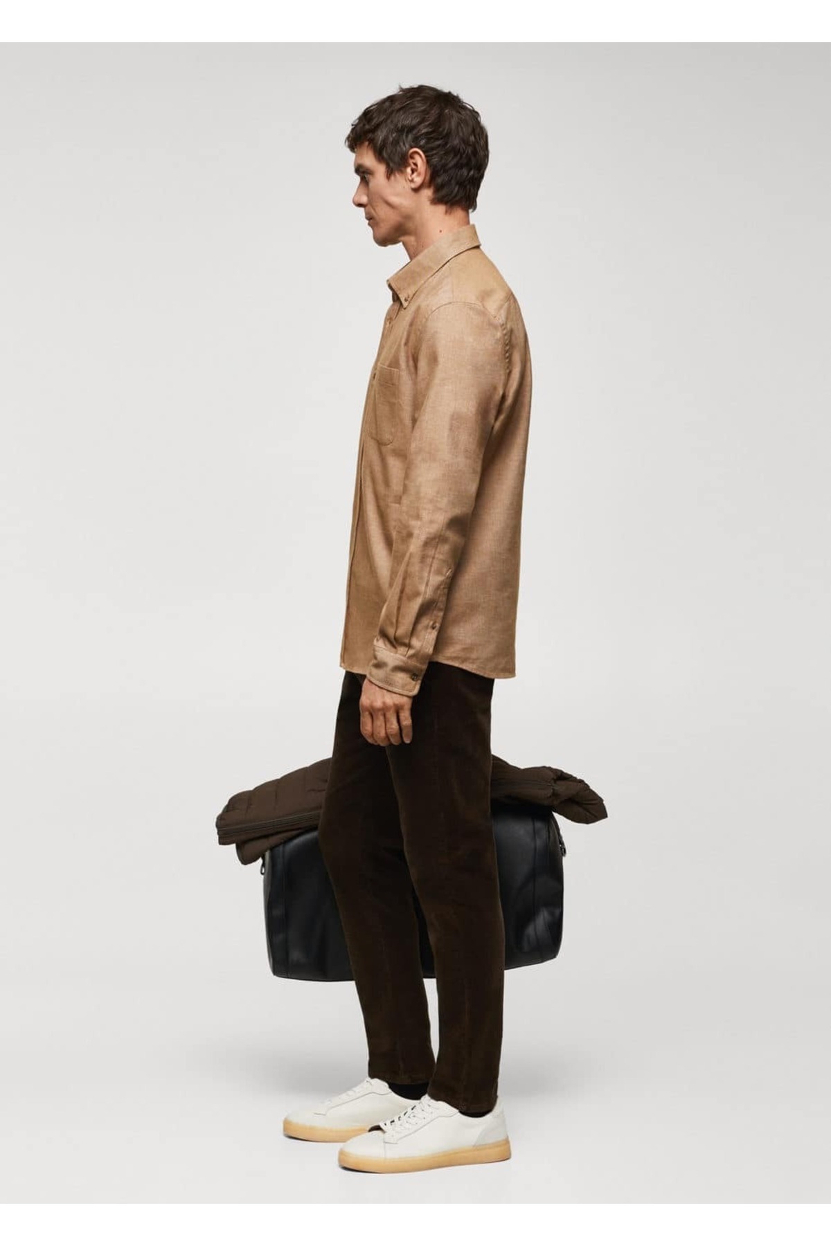 پیراهن مردانه قهوه ای منگوMANGO Man | 57095949 اورجینال - تصویر 7