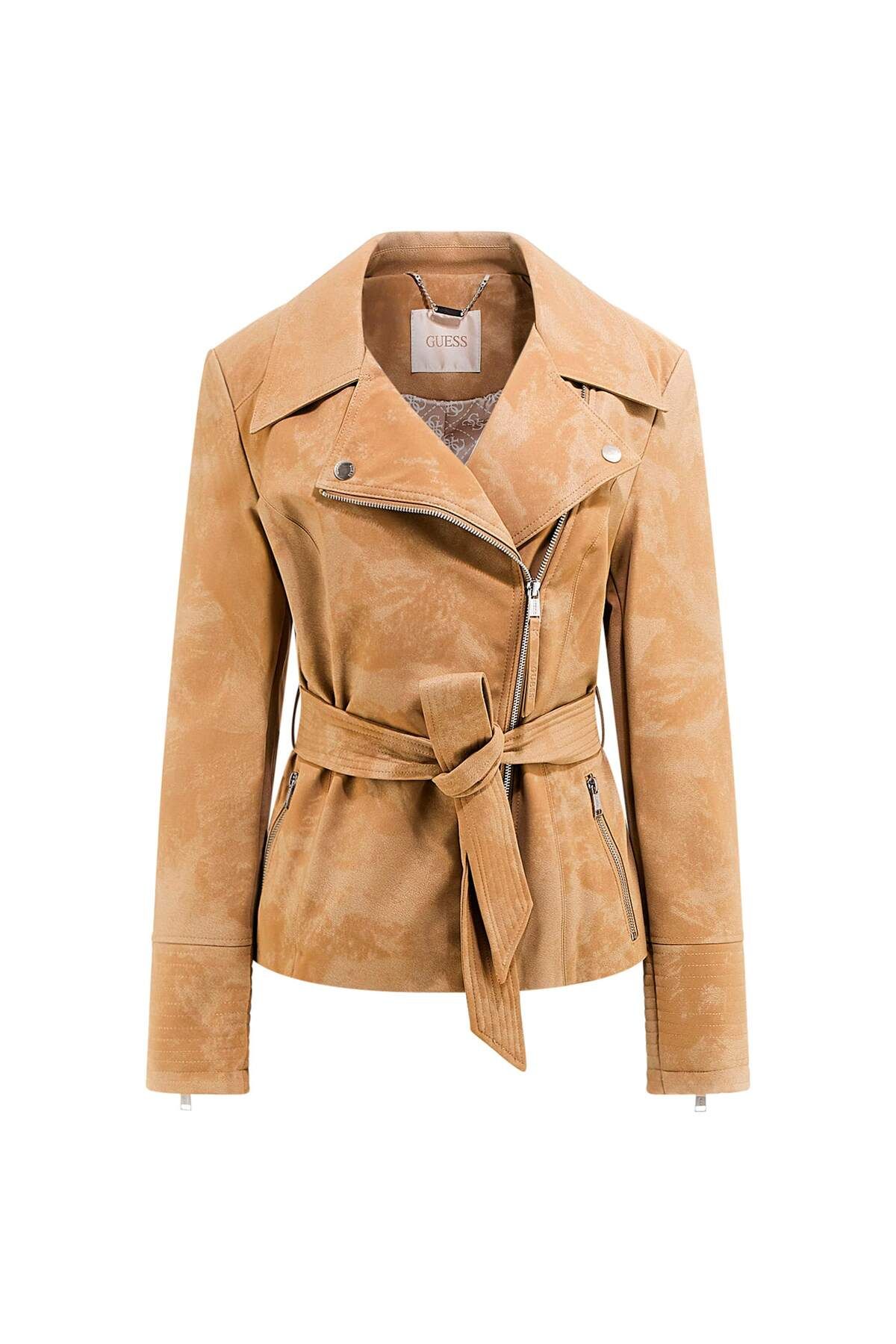 Guess beige leather jacket outlet