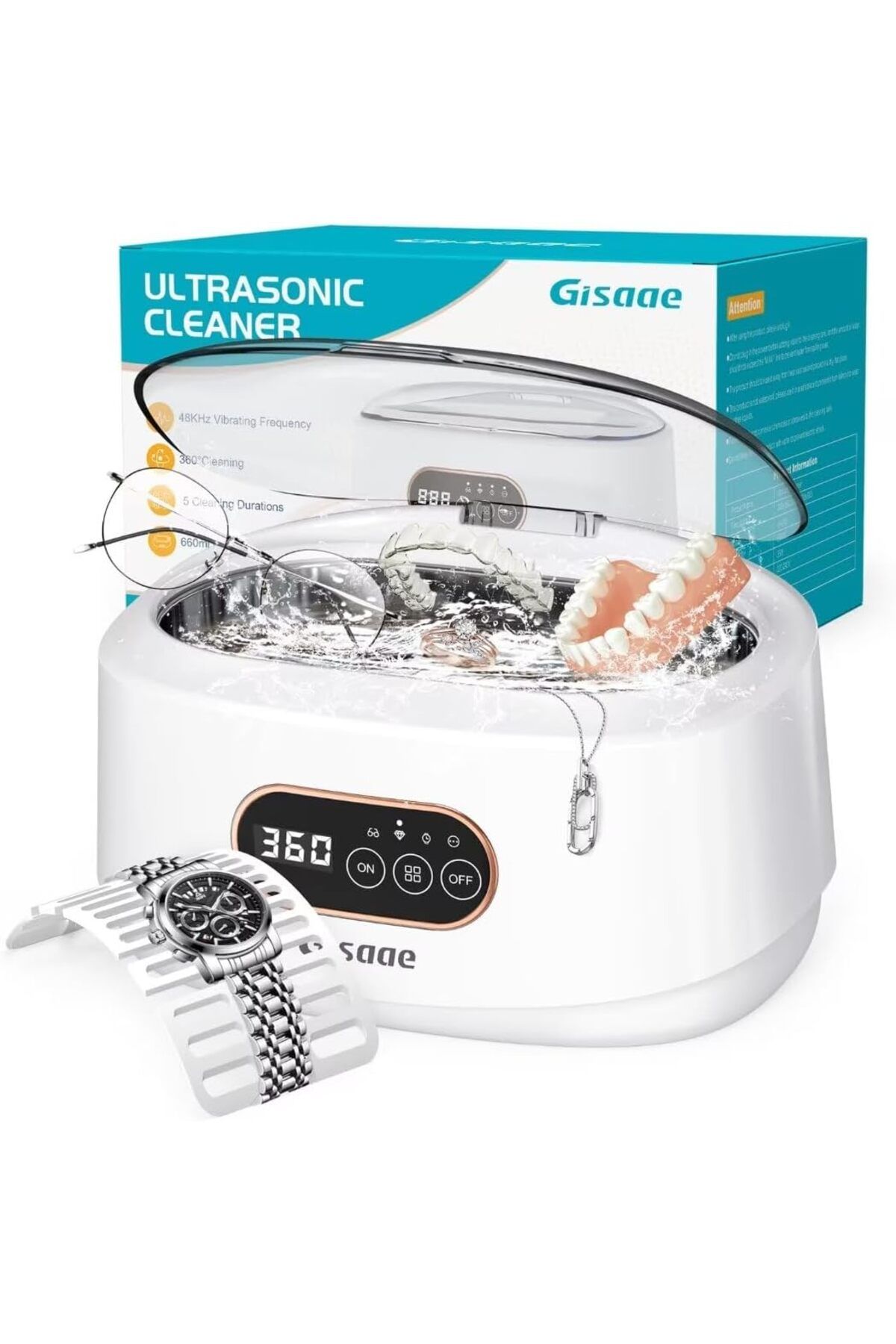Gisaae Ultrasonik temizleme cihazı gözlük temizleme cihazı 660ml gözlük takı saatleri standart temizleme