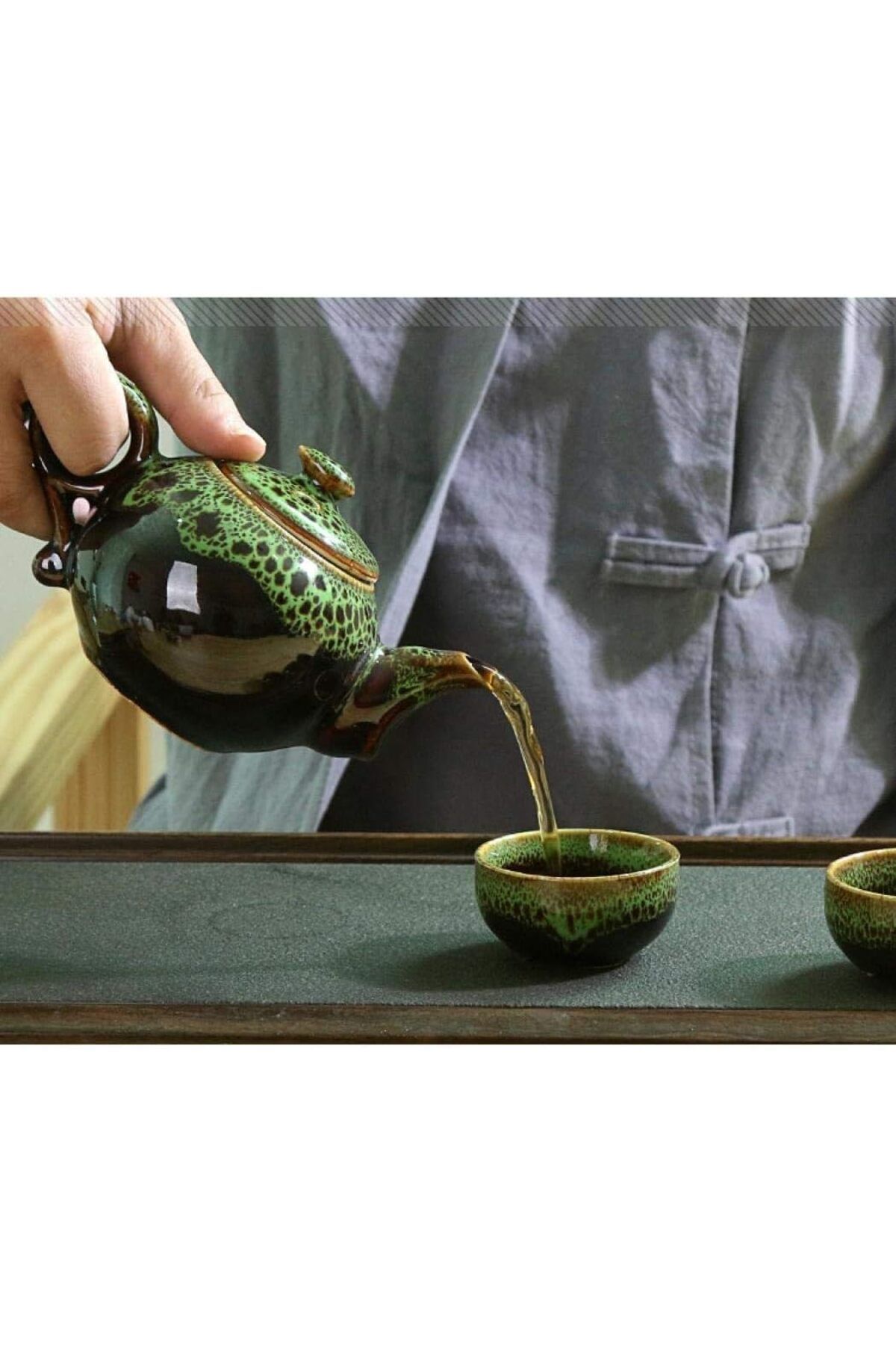 Çaydanlık ve Fincan Takımı, Kung Fu Çay Seti, Çin ve Japon Retro El Yapımı - 3