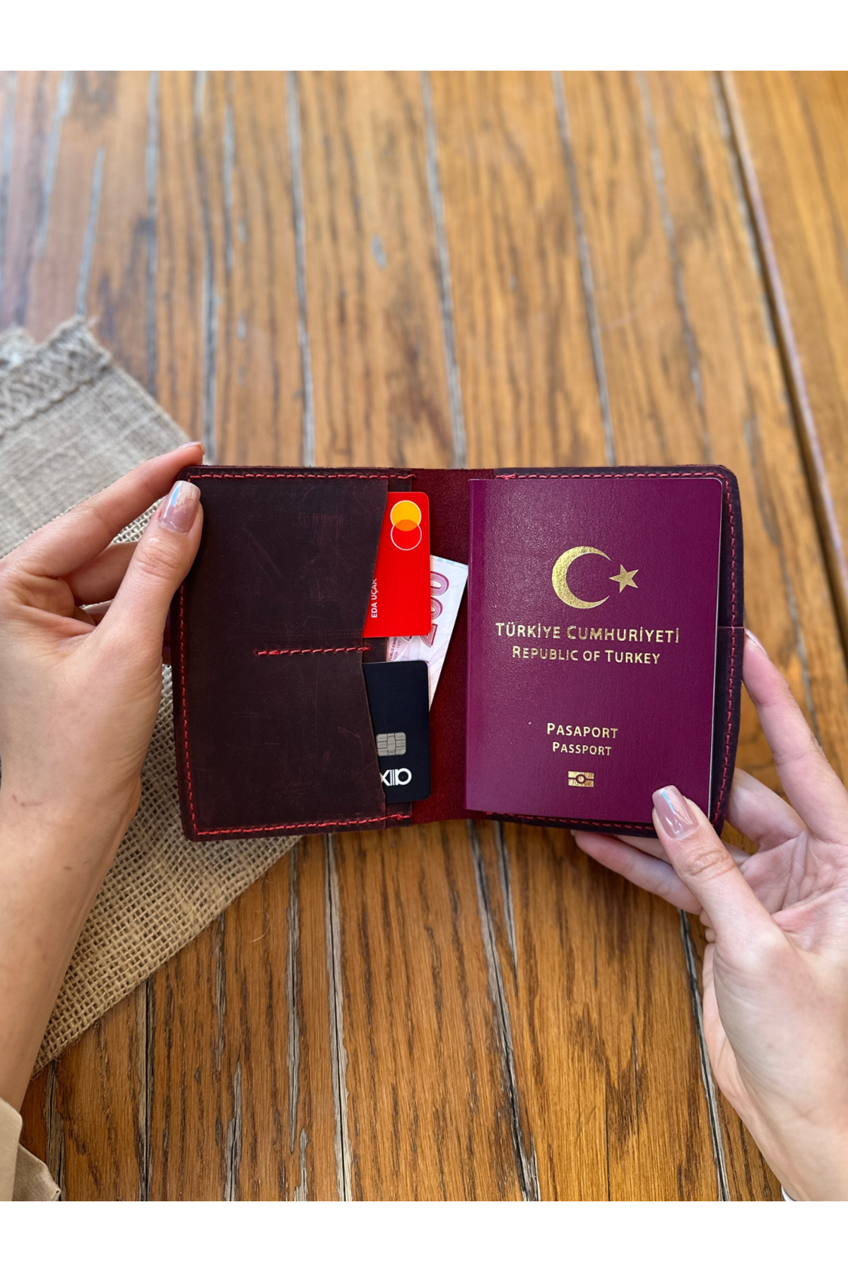 کیف پول مردانه بورگوندی Leather Anatolia | LTHRNTL001060 اورجینال - تصویر 6