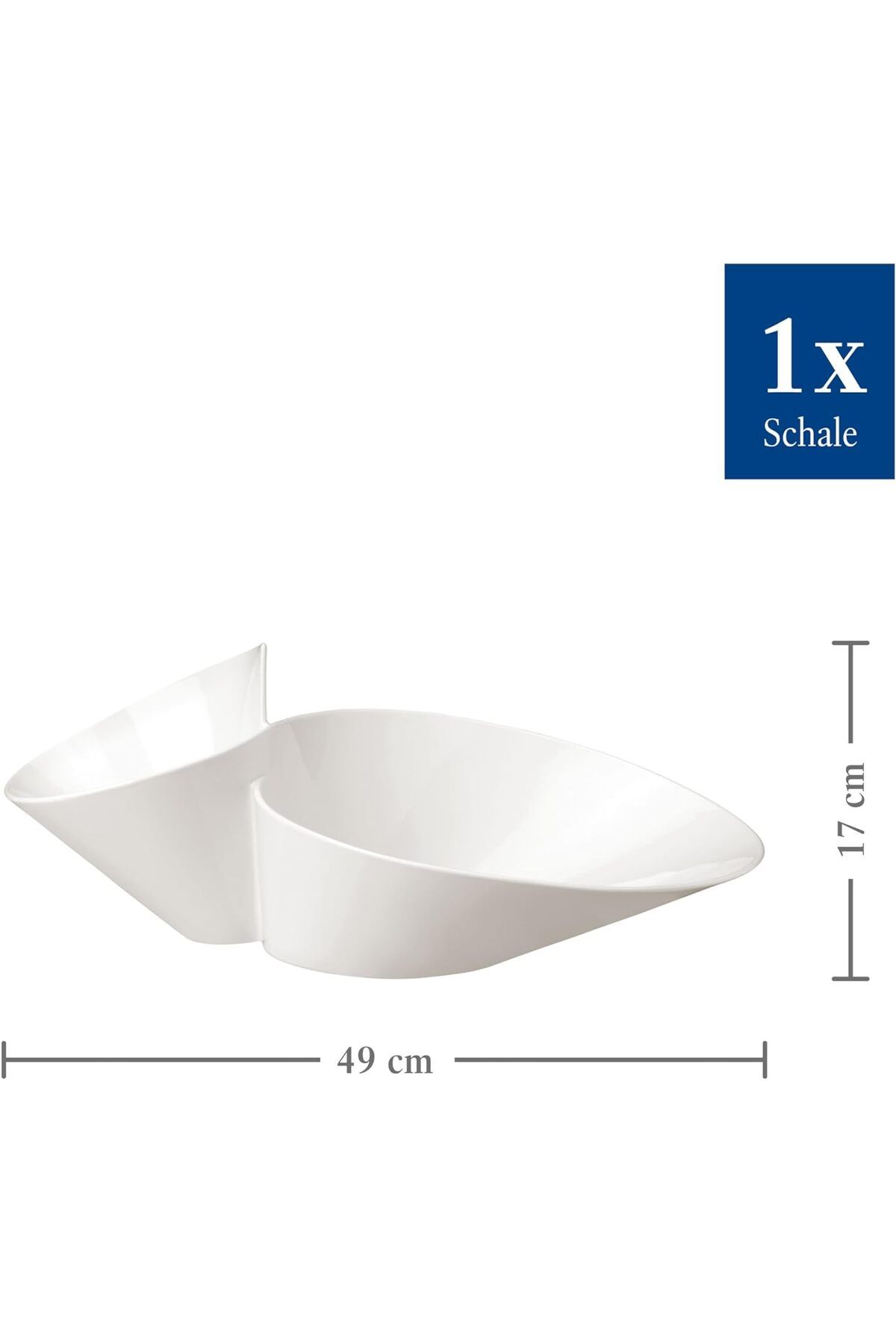 Villeroy & Boch-Newwave Eye Catcher Double Shell Premium Porcelain, 49 x 27 cm, Dishwasher Safe 3