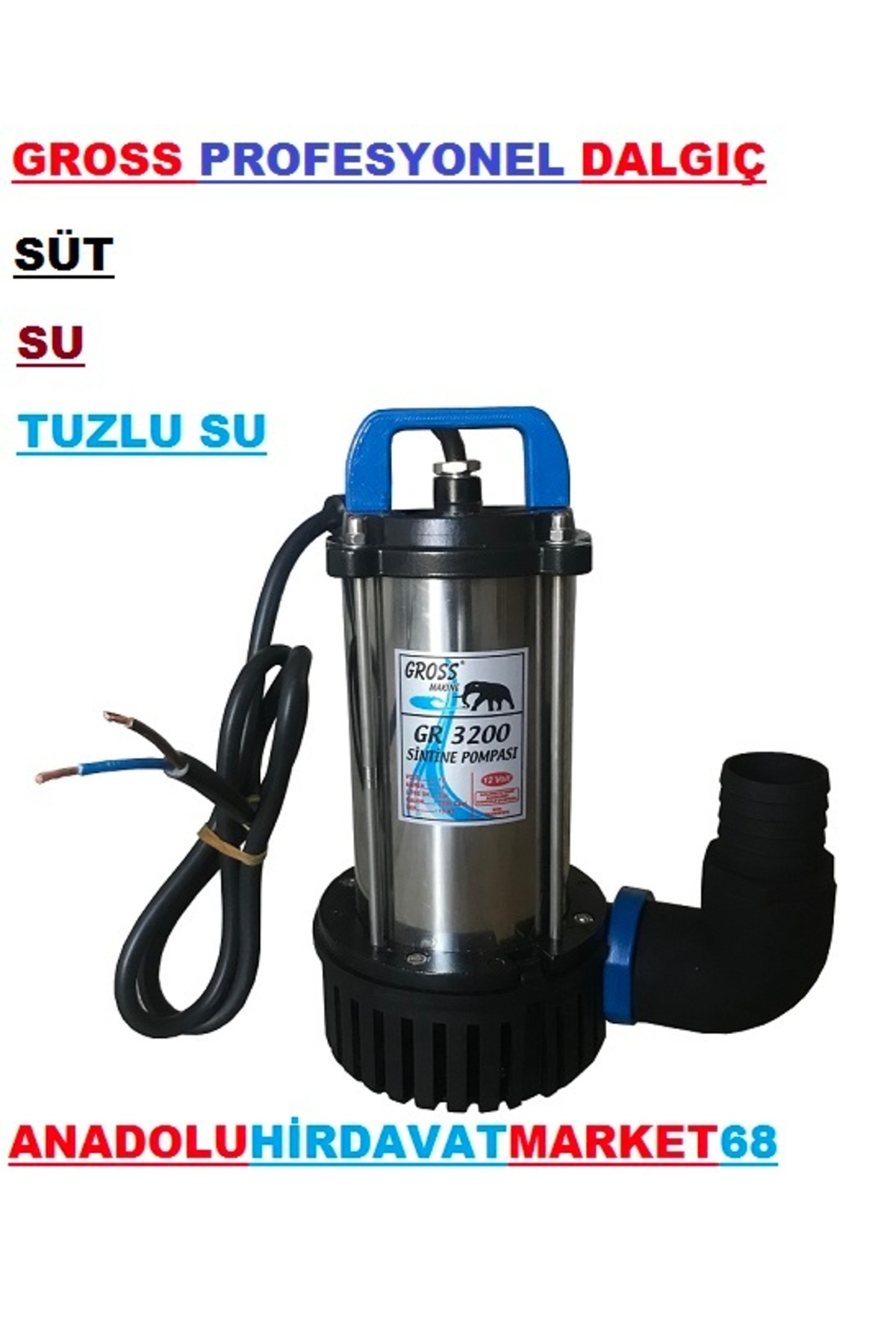 12 Volt Dalgıç Pompa Süt Çekme Pompası Su Çekme Dalgıcı