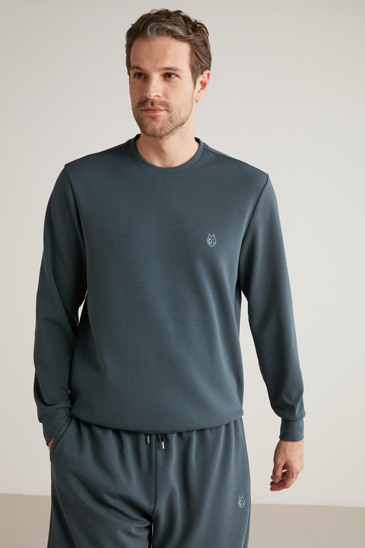 شلوار گرمکن مردانه آبی Penye Mood | FT302 اورجینال - تصویر 2