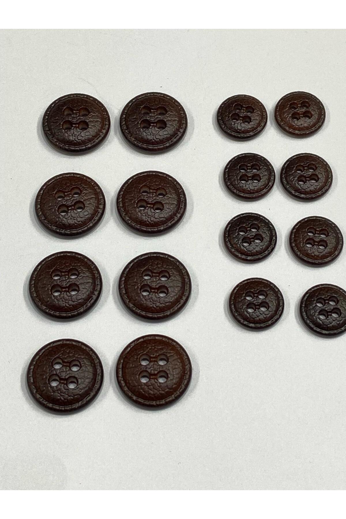 Jacket Button Set / Leather Look / Brown Color
