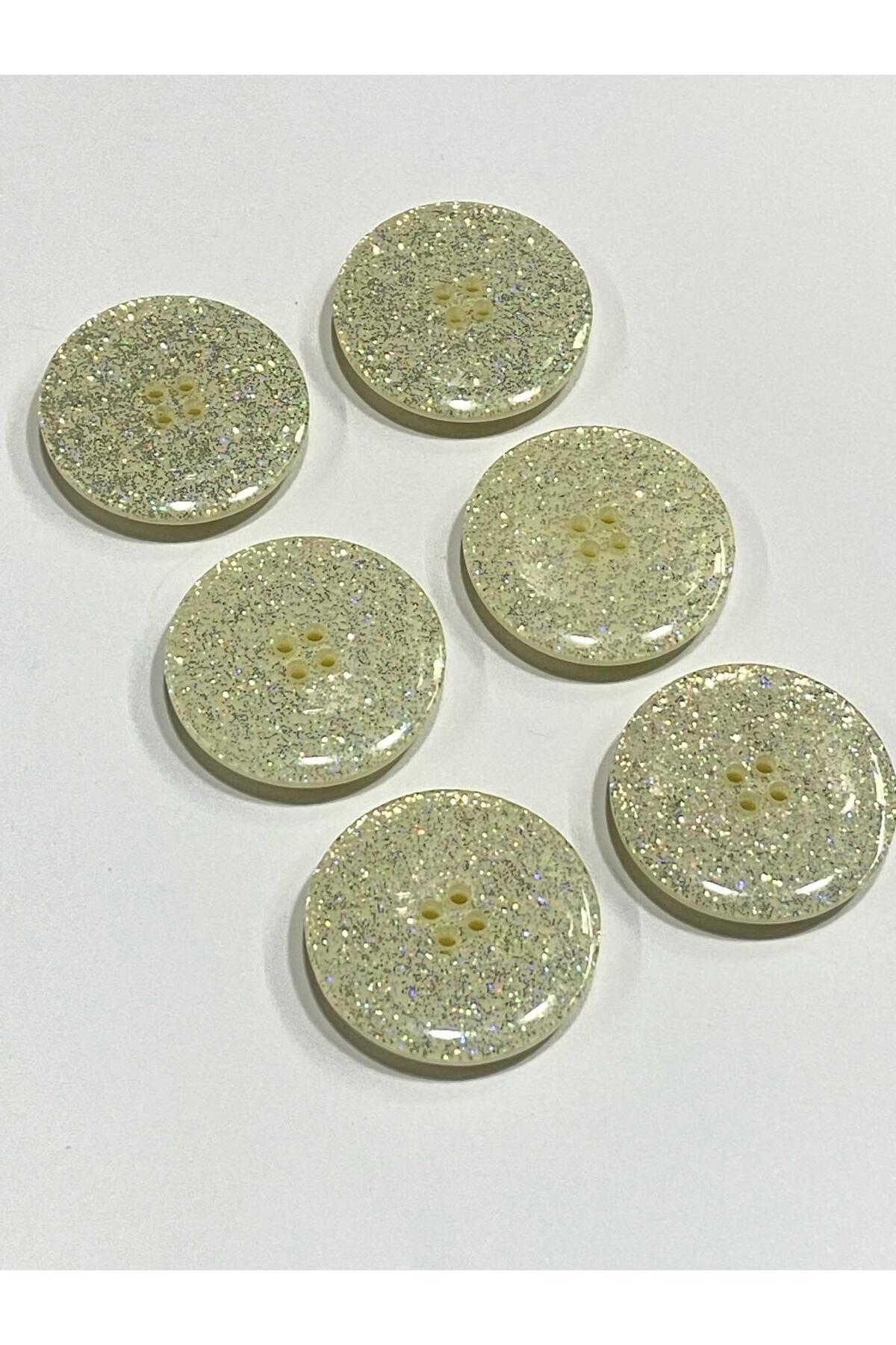 Coat Button / Italian Button / Cream Glitter / Set of 6 / 2.8 cm