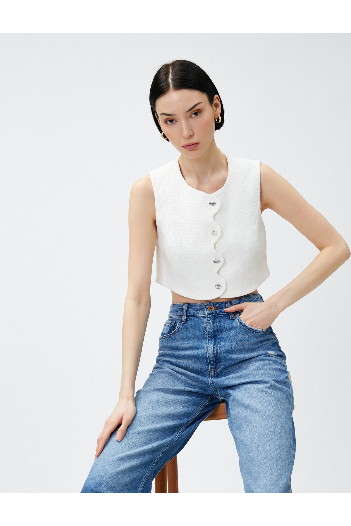 Koton Maglietta Crop Top Con Cut Out, Girocollo, Cotone, Per Bambine E Ragazze, Colore Rosa, Taglia 5/6 Anni