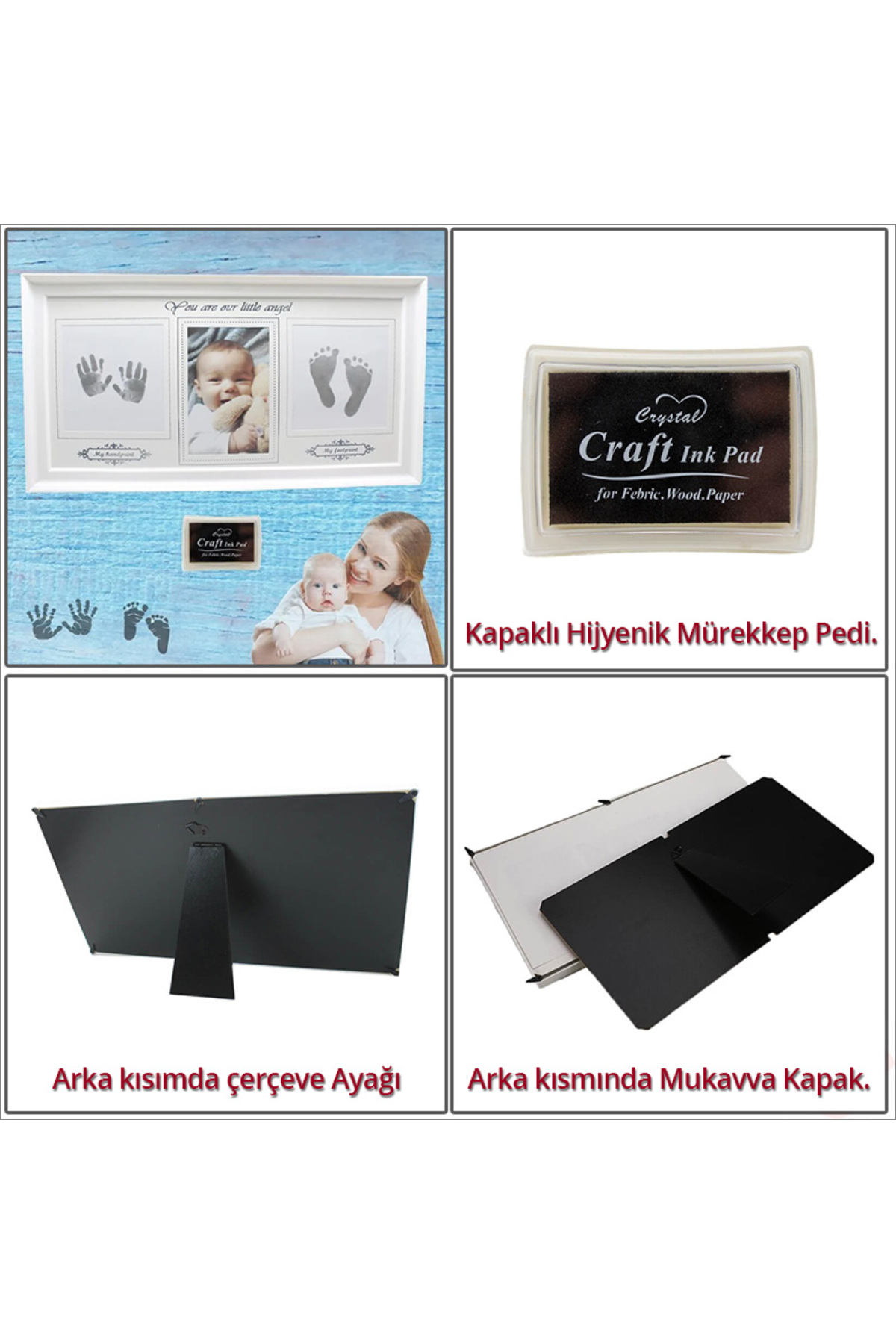 Süsle Baby Party Bebek El Ve Ayak Izli Resim Çerçevesi, 39cm X 21cm fotoğrafı 3 (önizleme)