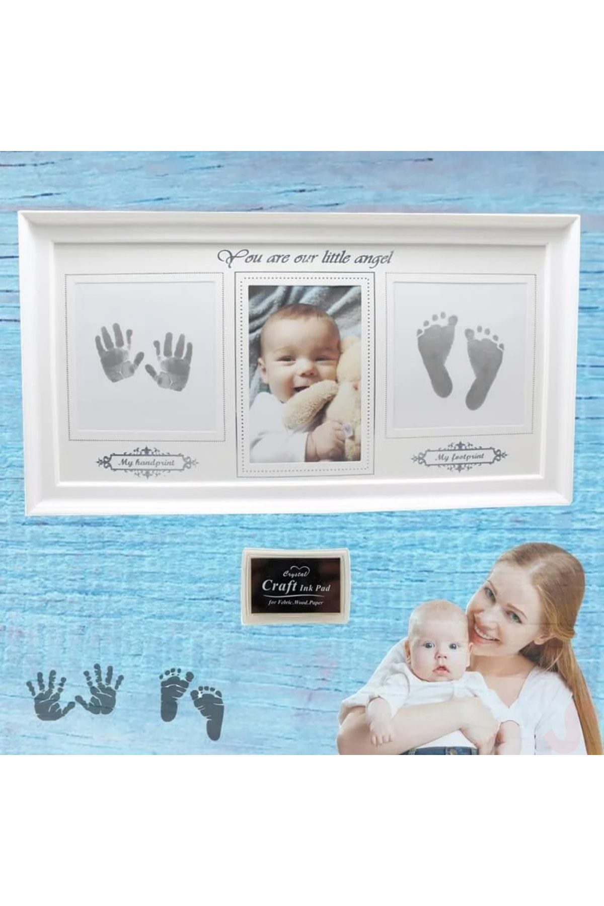 Süsle Baby Party Bebek El Ve Ayak Izli Resim Çerçevesi, 39cm X 21cm fotoğrafı 4 (önizleme)