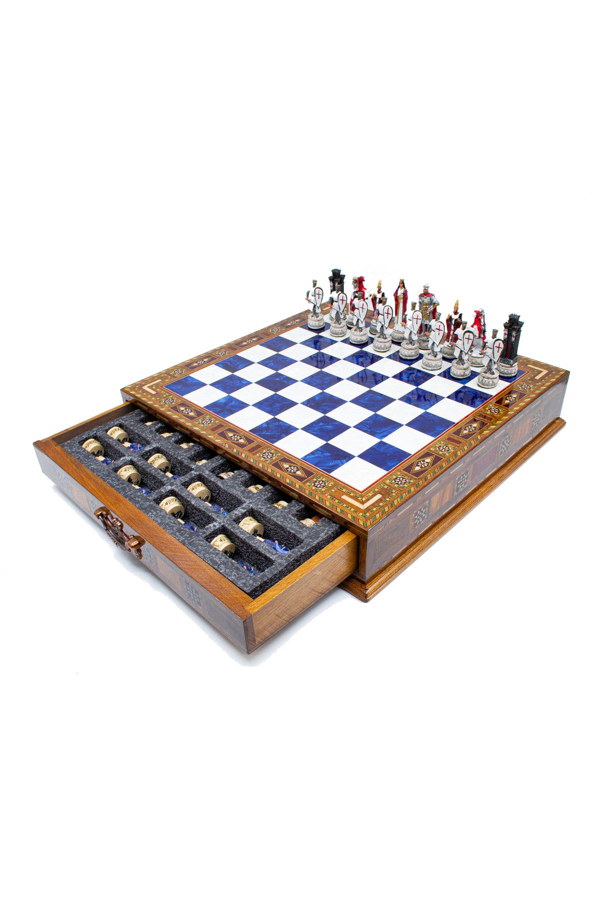 GGS GrandGiftStore-Ottoman and Crusader Chess Set Handcrafted Chessboard and Hand Painted Unique Chess Pieces 3