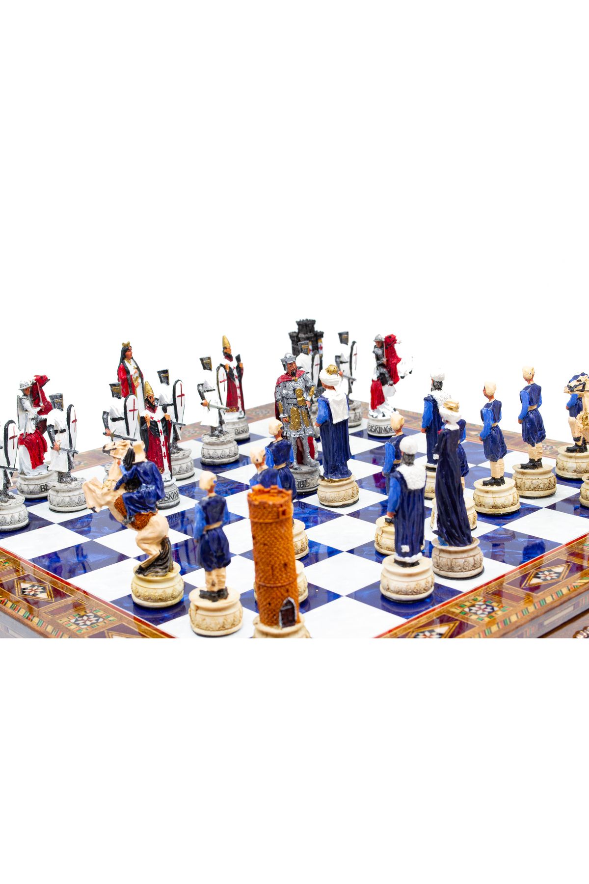 GGS GrandGiftStore-Ottoman and Crusader Chess Set Handcrafted Chessboard and Hand Painted Unique Chess Pieces 2