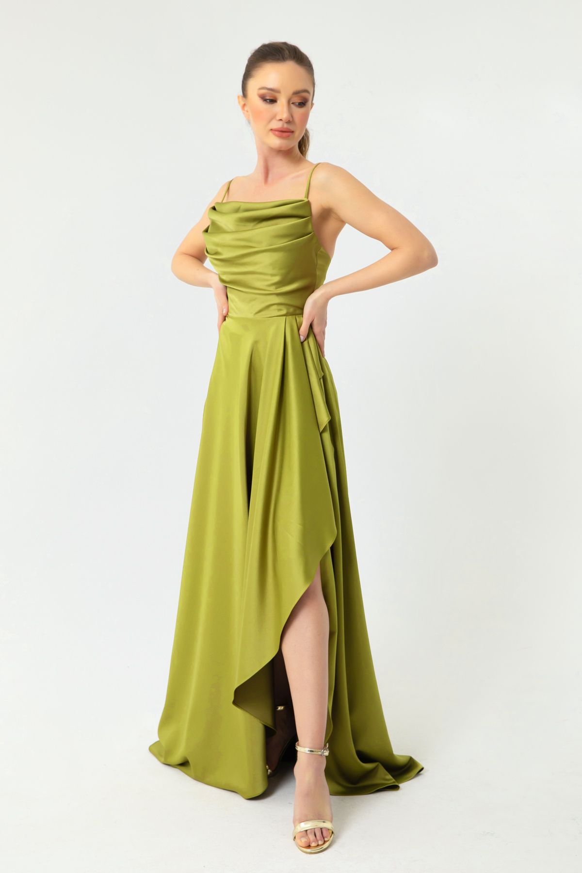 Olive green graduation dress deals