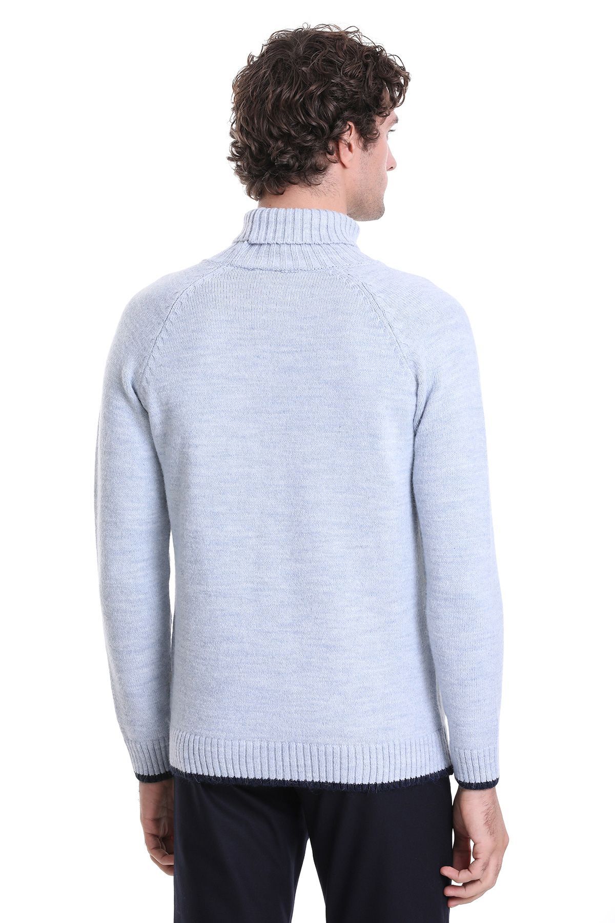 بافت و پلیور مردانه آبی Hatemoğlu | 34233023A001 اورجینال - تصویر 6