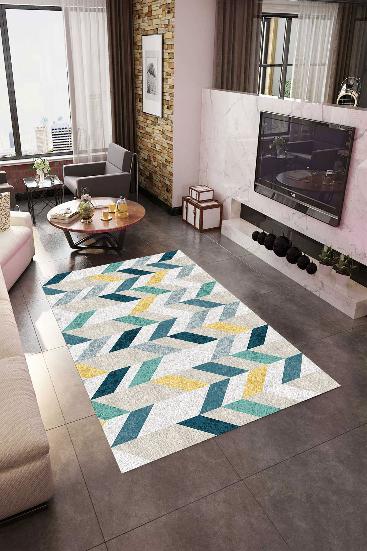 Digital Printing Washable Anti-Slip Base Decorative Living Room Kitchen Rug Runner