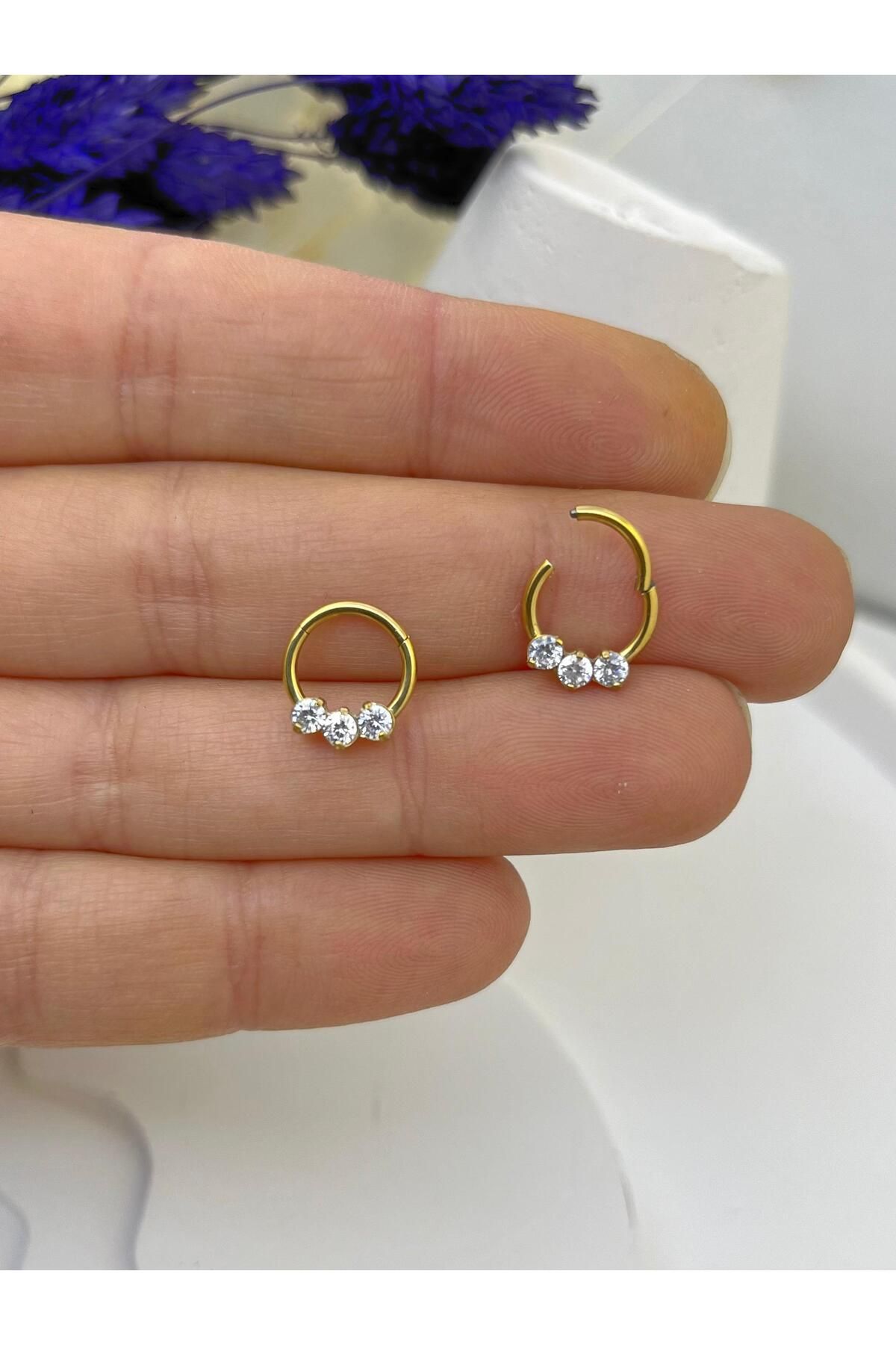 CERRAHİ ÇELİK DAİTH SEPTUM UYUMLU 1 ADET MENTEŞELİ HALKA PİERCİNG