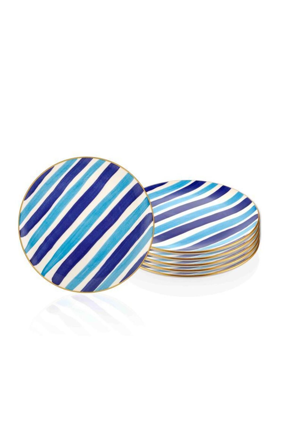 The Mia-Fez Stoneware 26cm 6-Piece Serving Plate Blue Fez0002 2