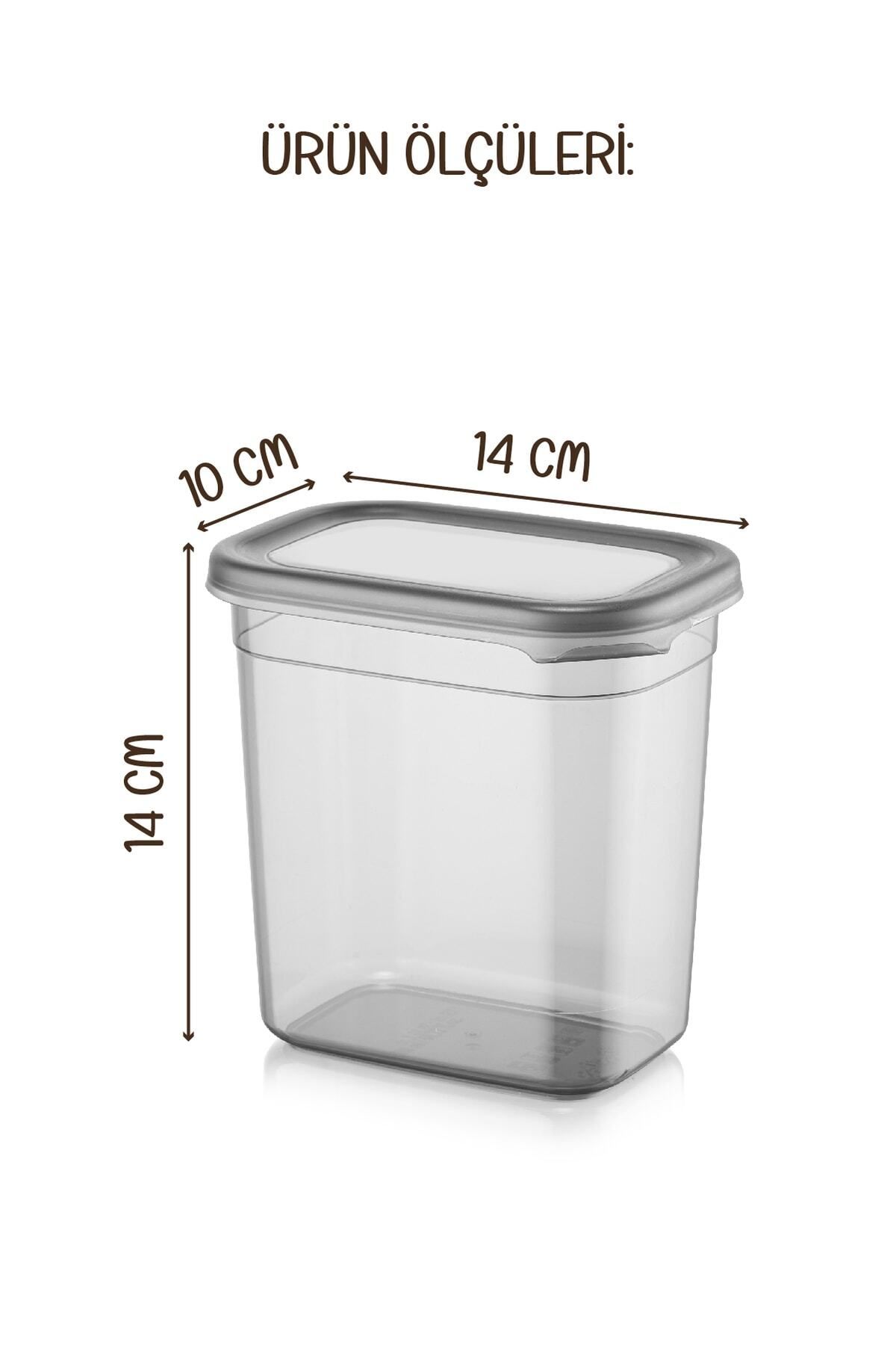 Vienev-Set of 12 Peggy Rectangular Storage Containers with White Screen Printing Label 1150 Ml Anthracite 8
