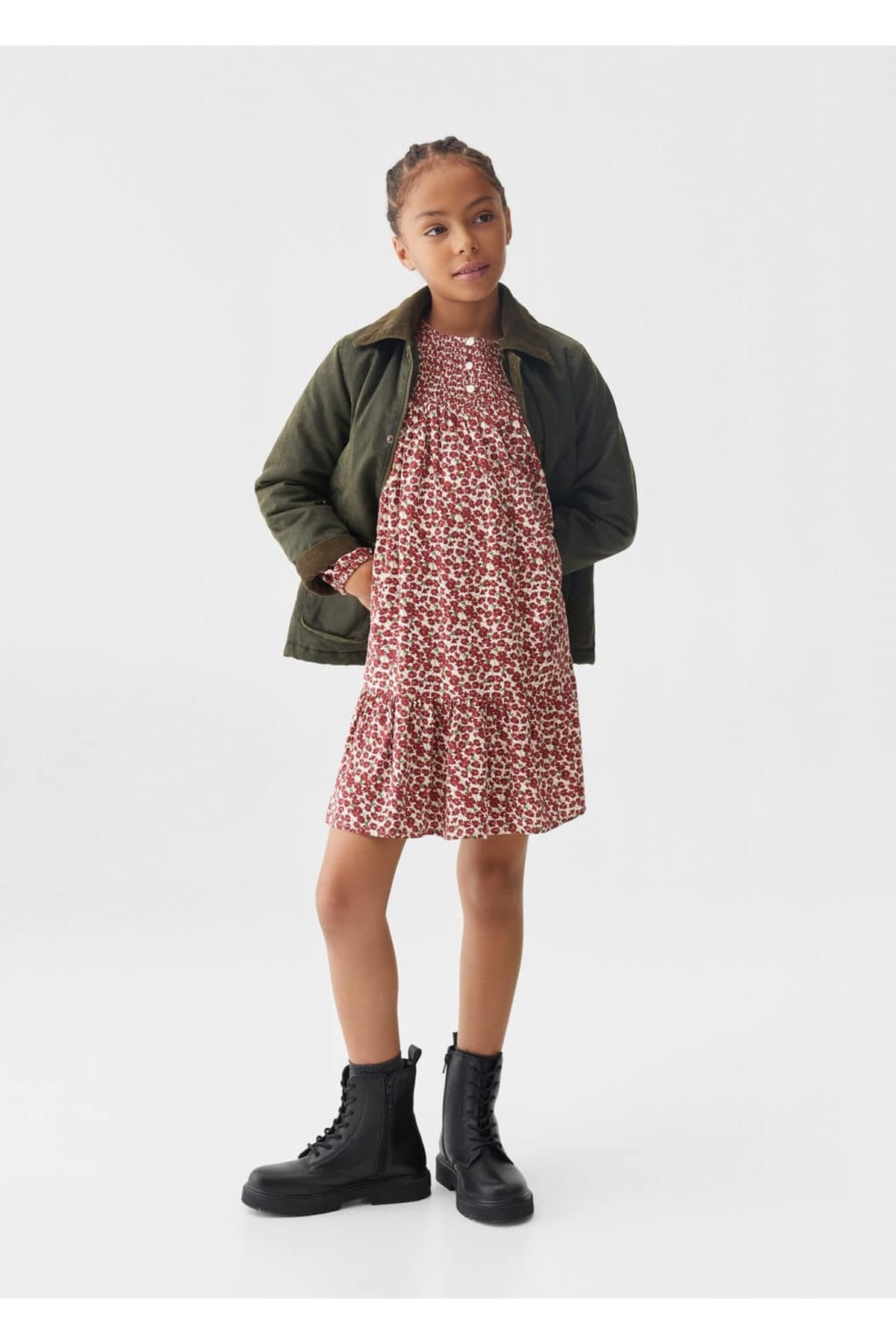 لباس مجلسی دخترانه بورگوندی منگوMANGO Kids | 57027126 اورجینال - تصویر 2