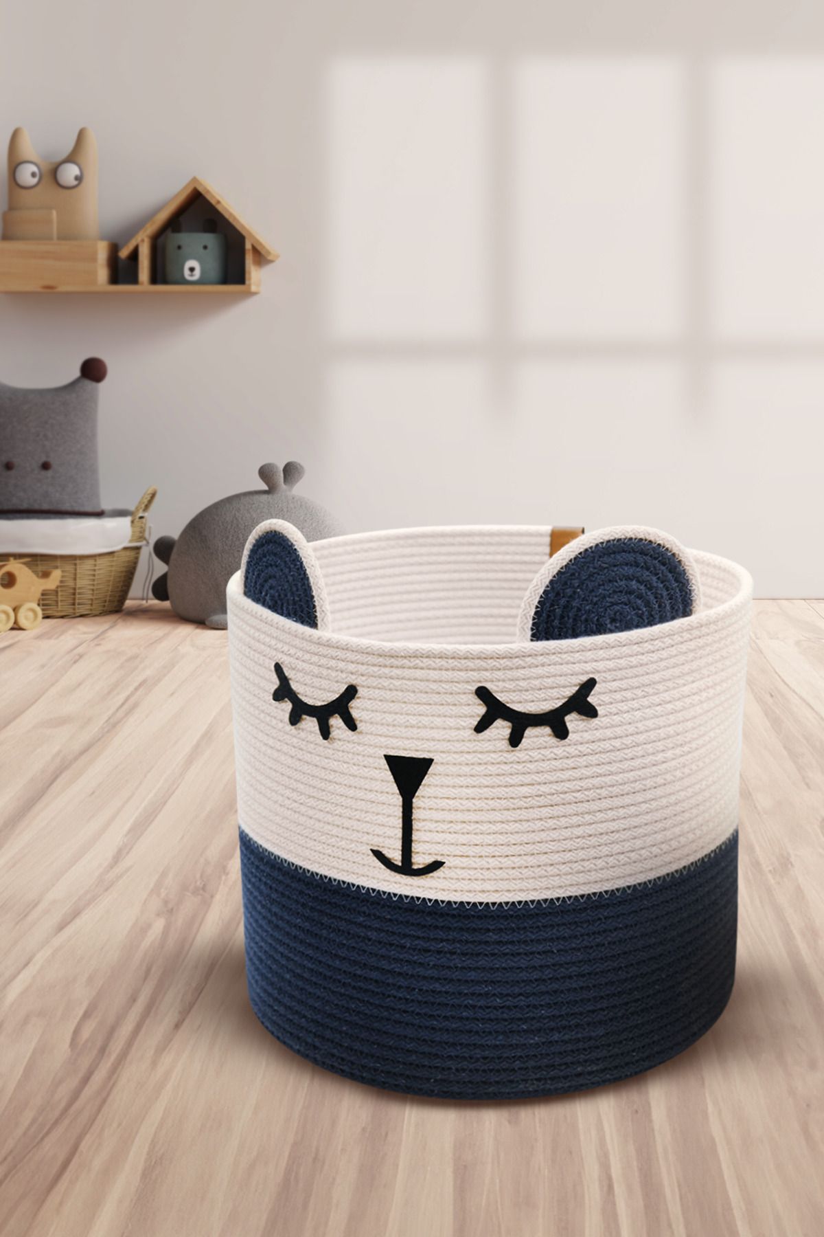 MISS JULİ Spălătorie Multifuncțională Din Iută Panda, Coș De Jucării, Organizator Organizator 23 Cm - One Size