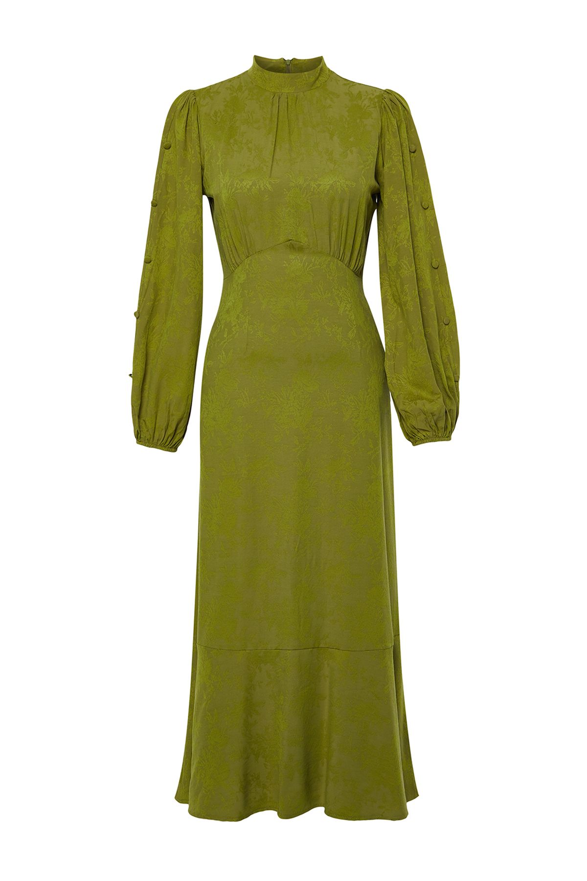 Trendyol Modest-Khakifarbenes Jacquard-Kleid mit Blumenmuster TCTSS24EB00064 7