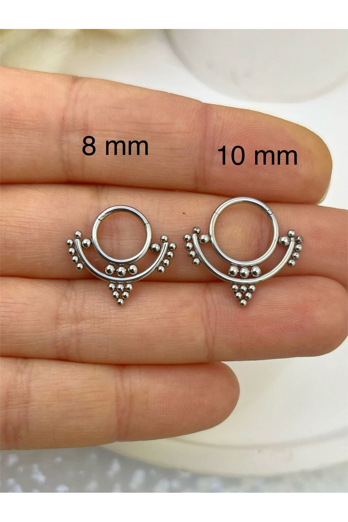 CERRAHİ ÇELİK DAİTH SEPTUM NİPPLE UYUMLU 1 ADET MENTEŞELİ HALKA PİERCİNG